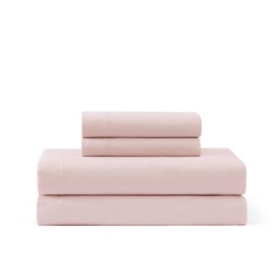 Tommy Hilfiger Solid Washed Cotton Sheet Set, Pink, Twin