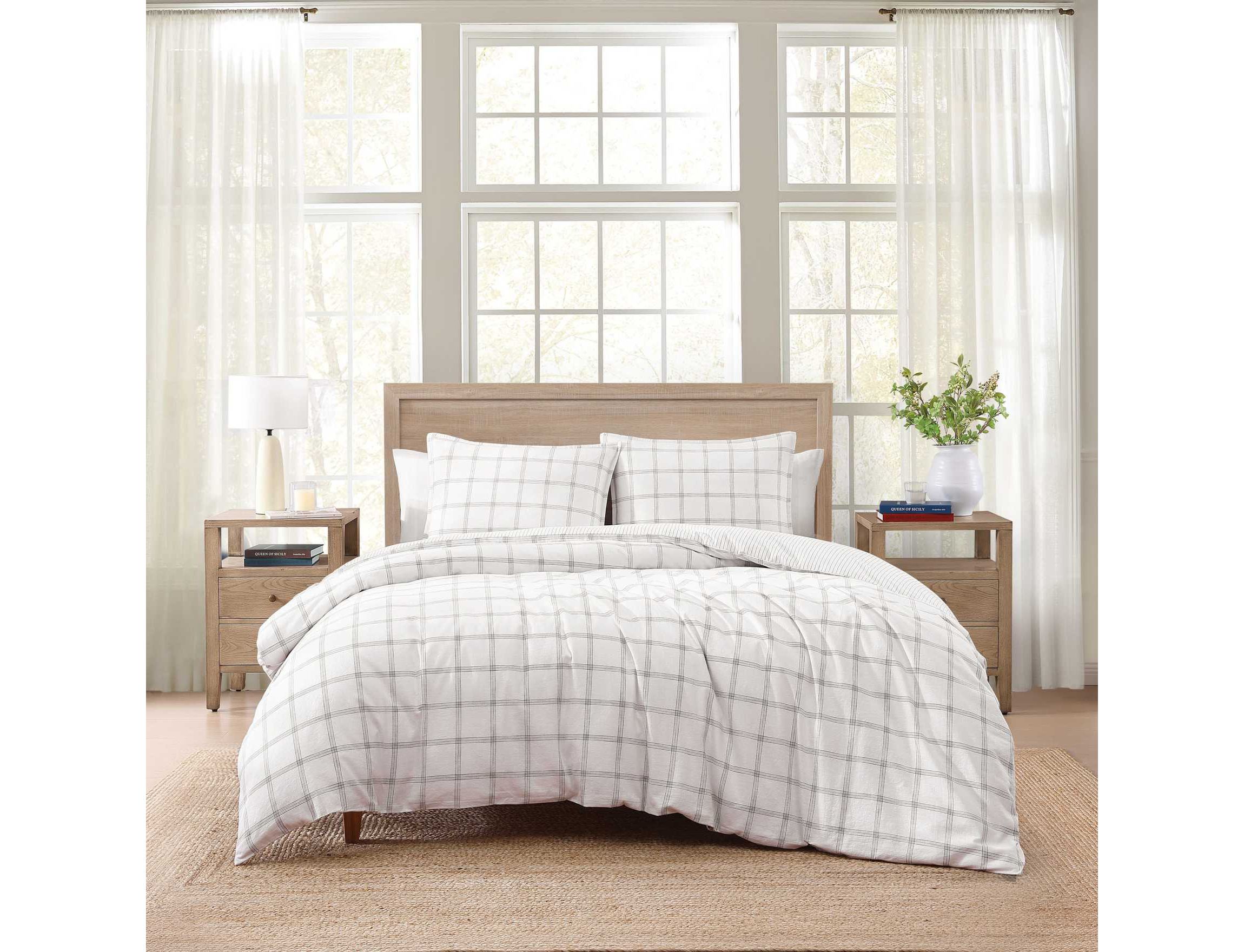 Modern Windowpane Cotton Comforter Set