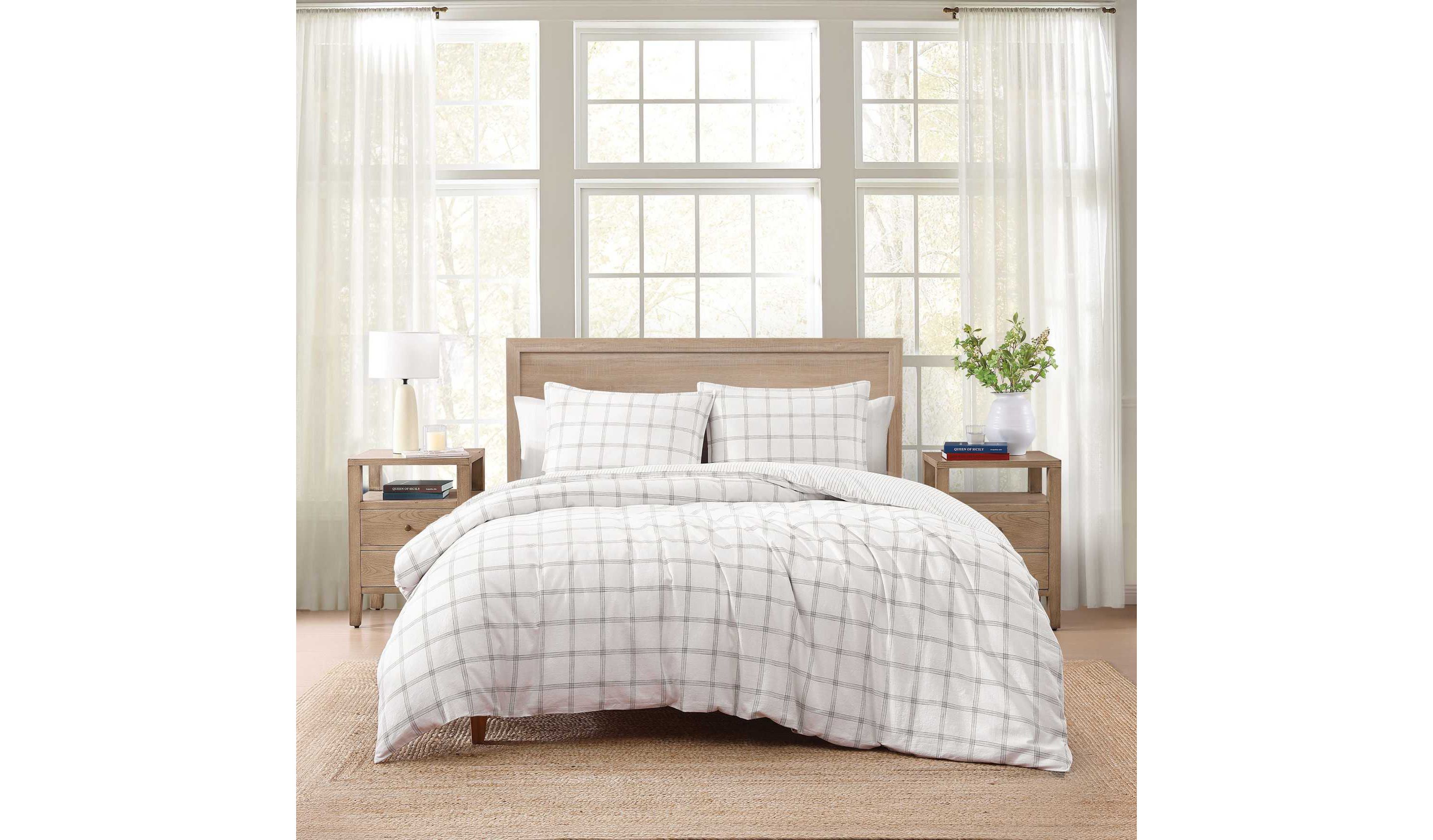 Modern Windowpane Cotton Comforter Set