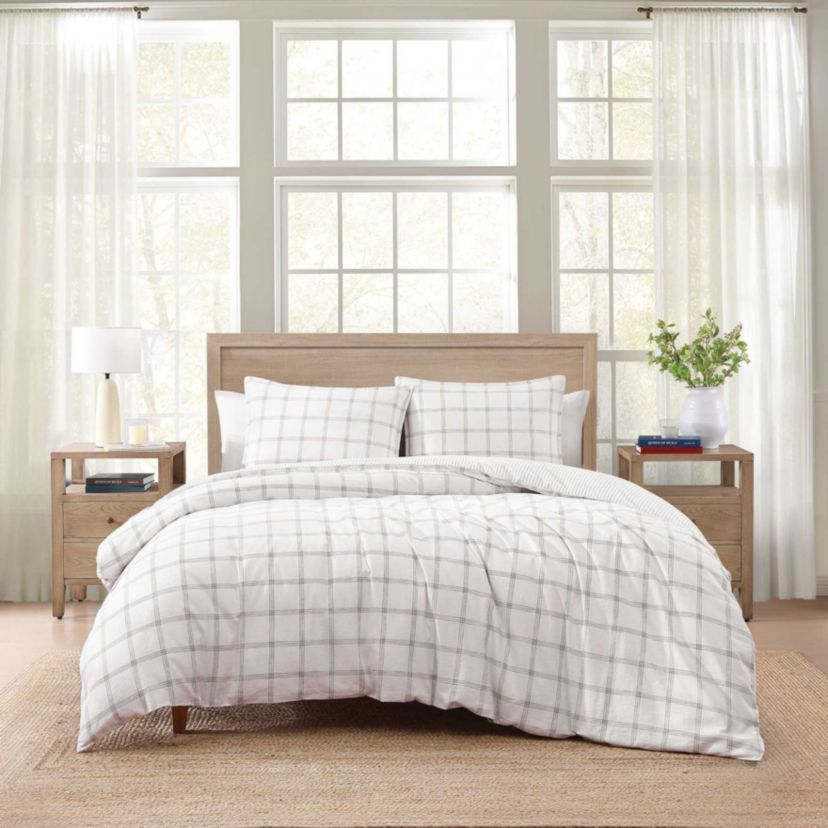 Modern Windowpane Cotton Comforter Set