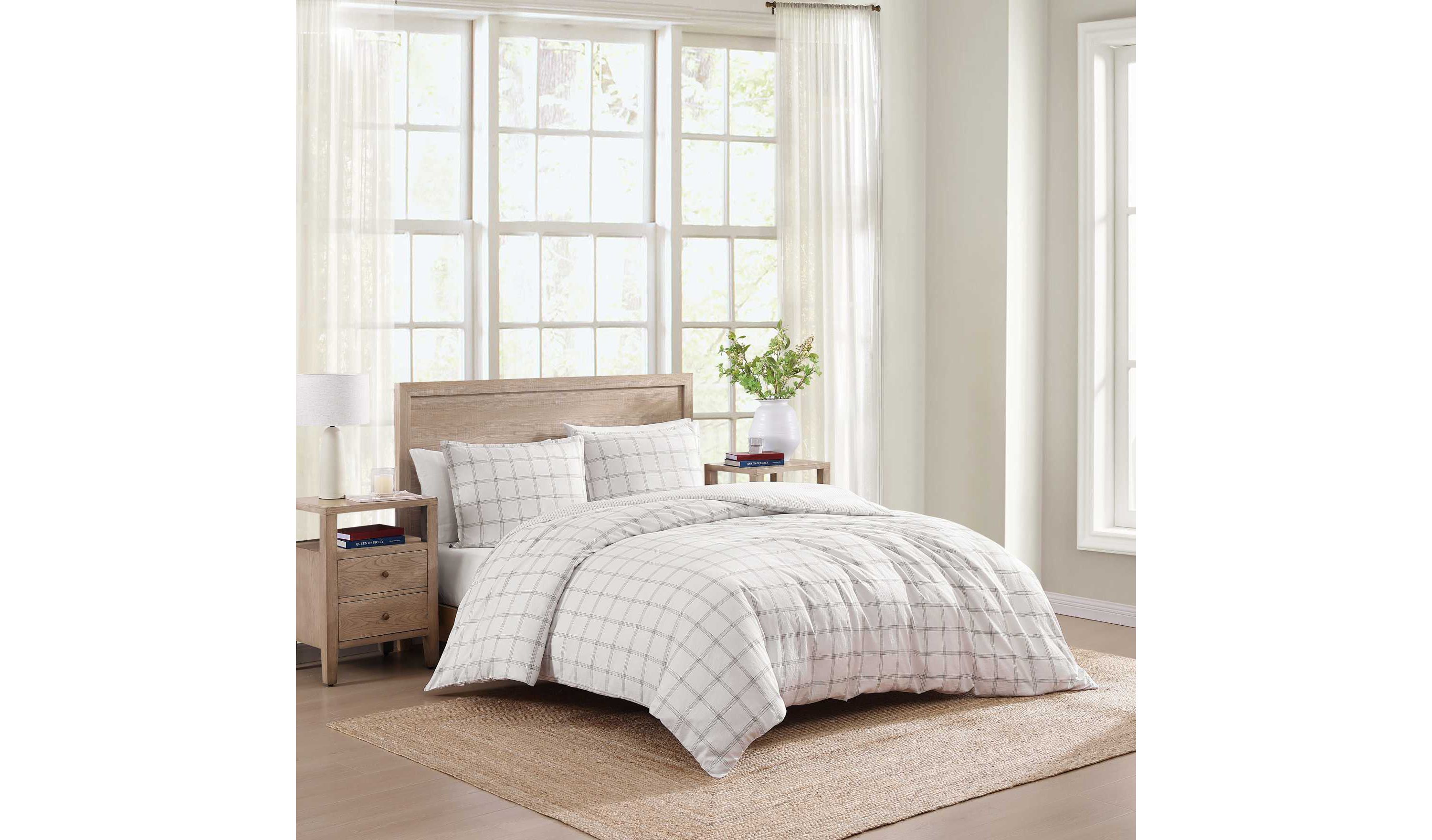 Modern Windowpane Cotton Comforter Set