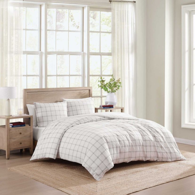 Modern Windowpane Cotton Comforter Set