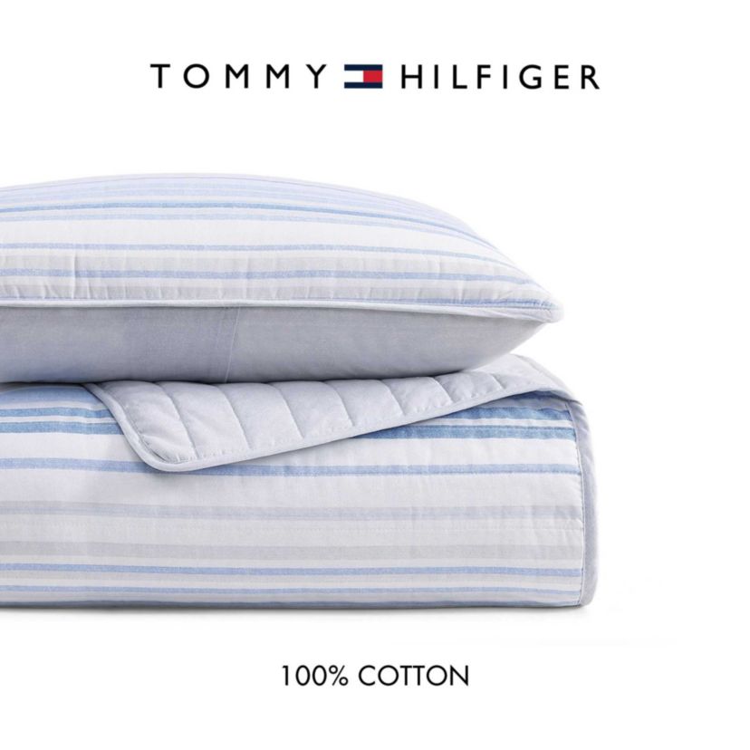 Bold Stripe Textured Cotton Quilt Set