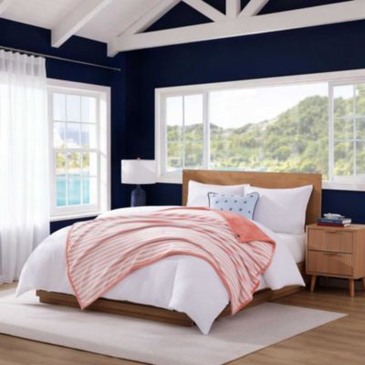 Tommy Hilfiger Laguna Beach Stripe Microfiber Throw, Pink