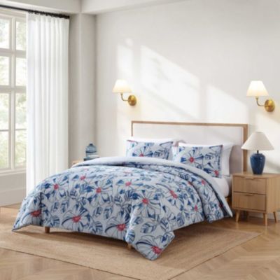 Tommy Hilfiger Paradise Cove Floral Cotton Comforter Set, Blue, King