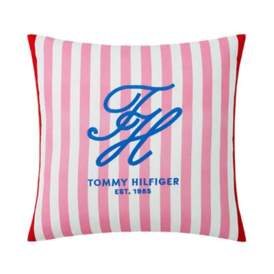 Tommy Hilfiger Beachfront Stripe Cotton Decorative Pillow, Pink, 20 x 20