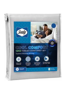 Sealy Cool Comfort 1250 Thread Count Sheet Set, Grey, Queen -  0022415339506