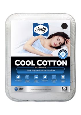 Sealy Cool Cotton Mattress Pad, White, King