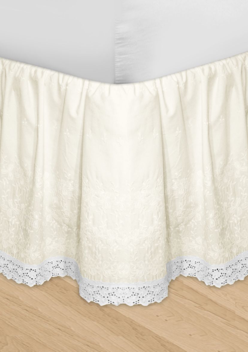 HUYS Adjustable Embroidered Queen Bedskirt 60-in. x 80-in. + 16-in. - 17-in. Drop