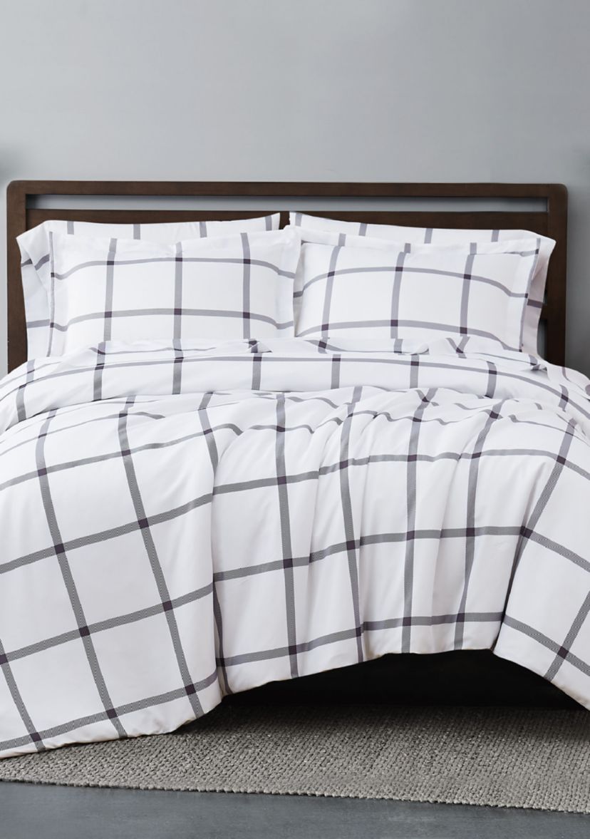 Printed Windowpane Comforter Set