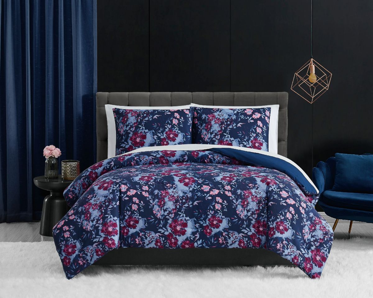 Badgley Mischka Home Midnight Garden 3 Piece Full/Queen Duvet Cover Set