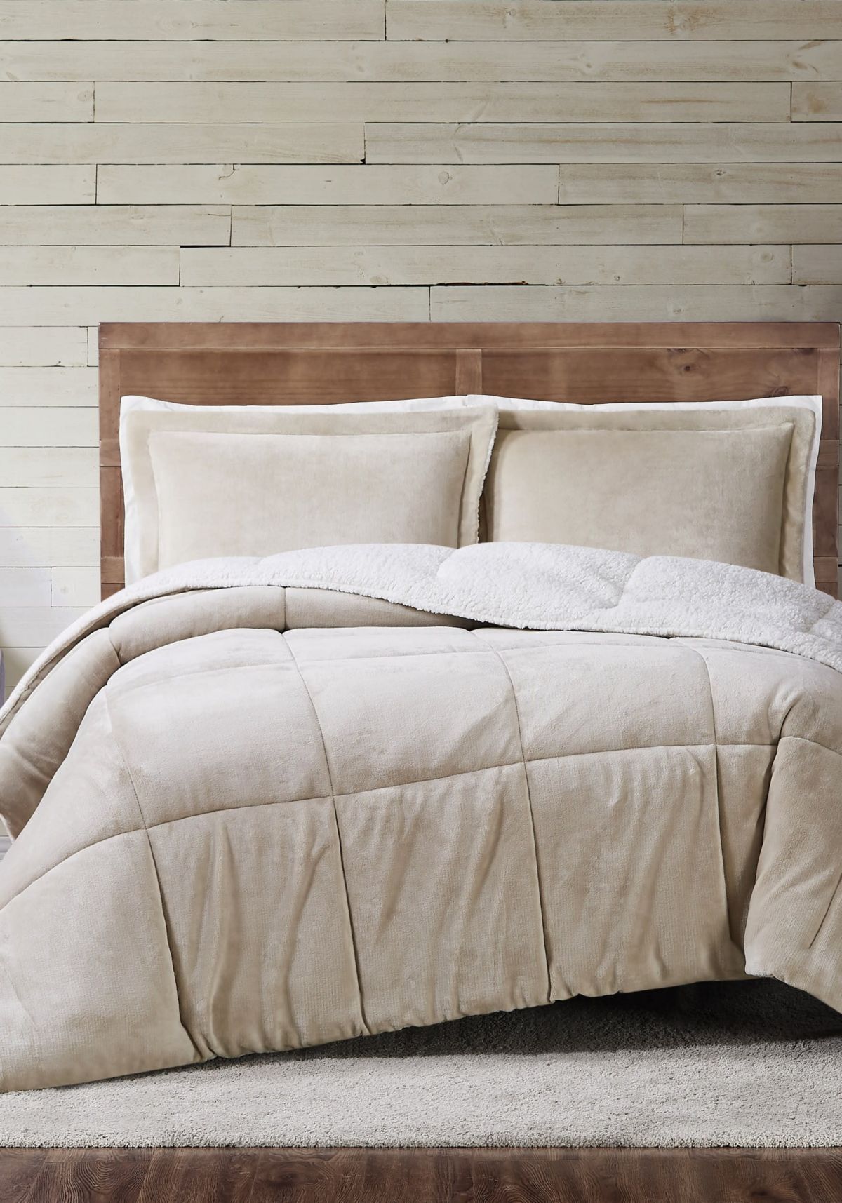 Truly Soft Cuddle Warmth King Comforter Set in Tan