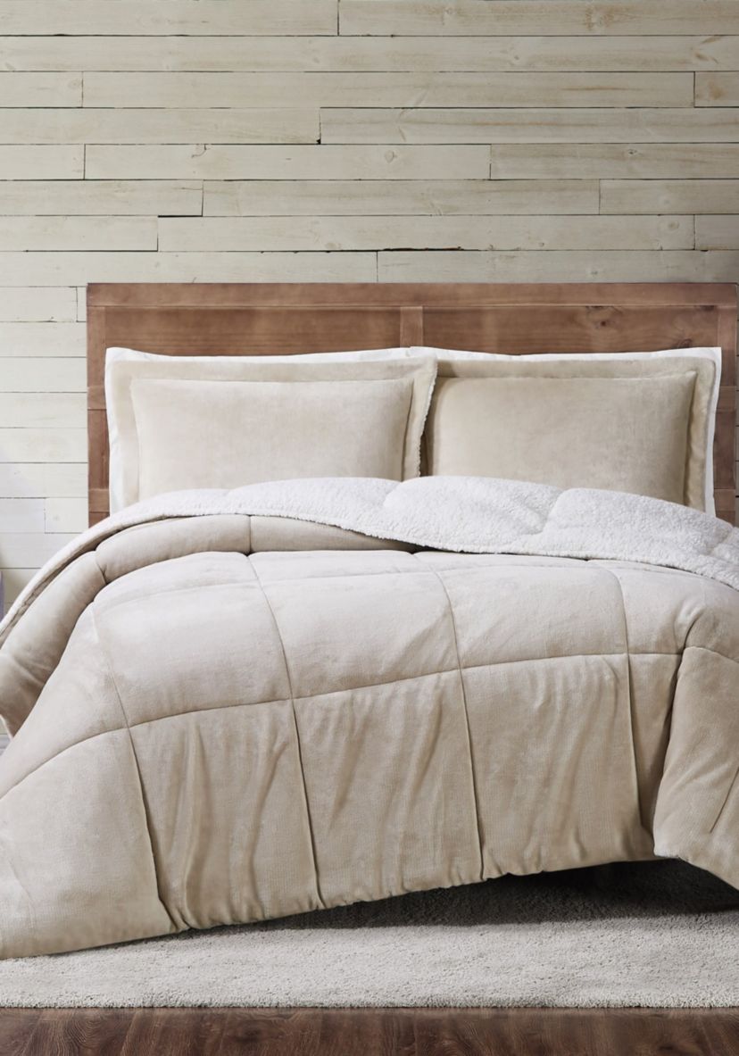 Truly Soft Cuddle Warmth King Comforter Set in Tan