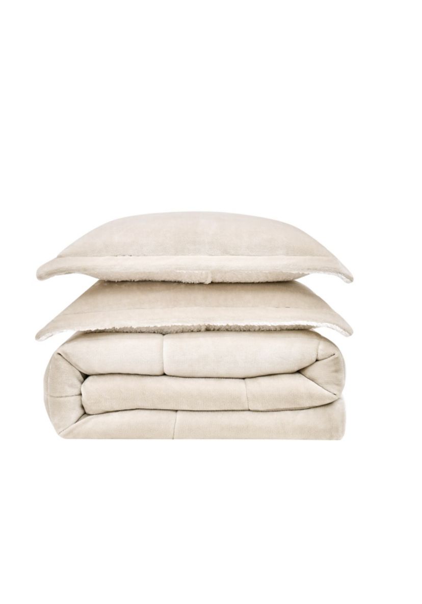 Truly Soft Cuddle Warmth King Comforter Set in Tan