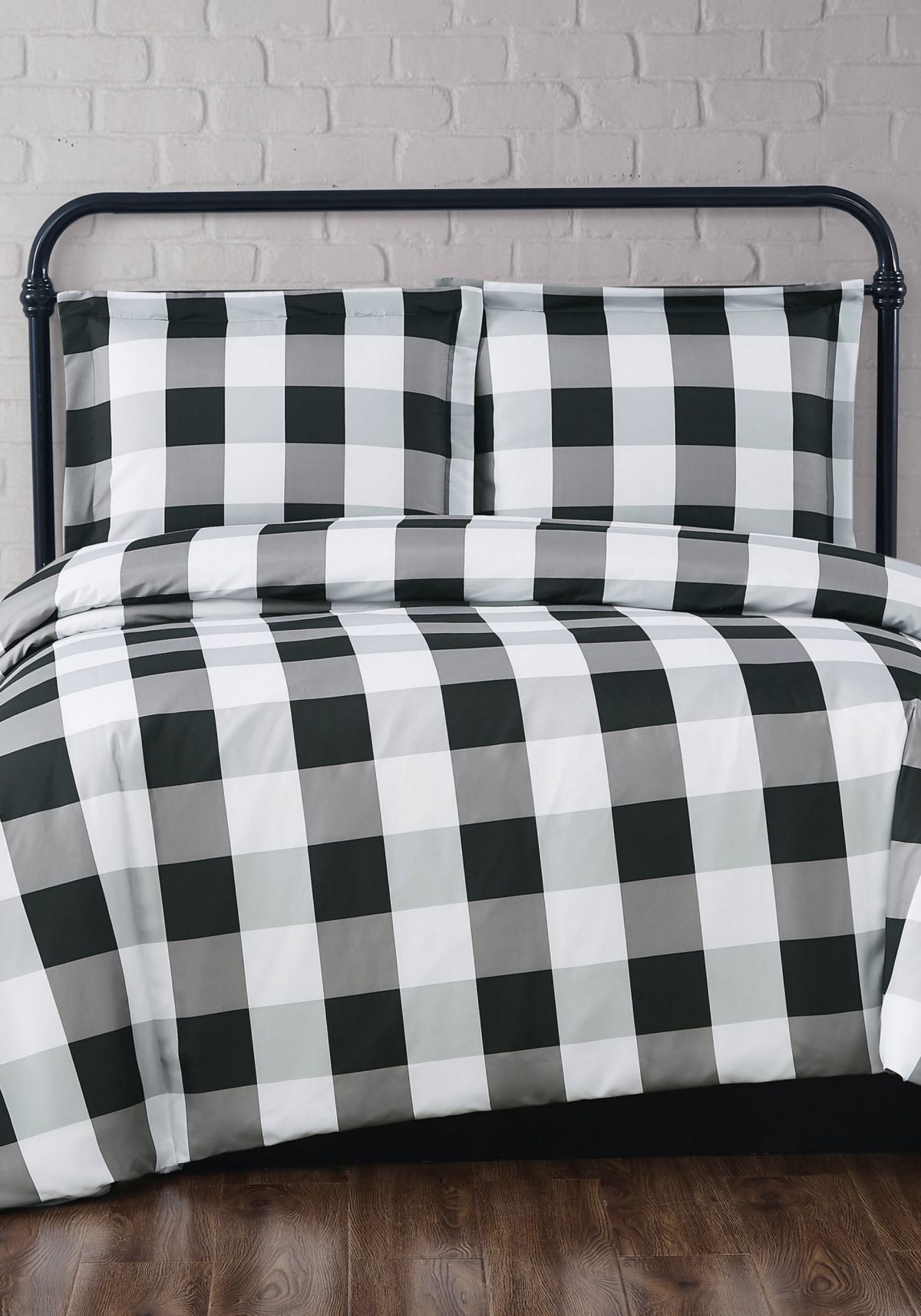 Truly Soft Everyday Buffalo Plaid Black Full/Queen Comforter Set