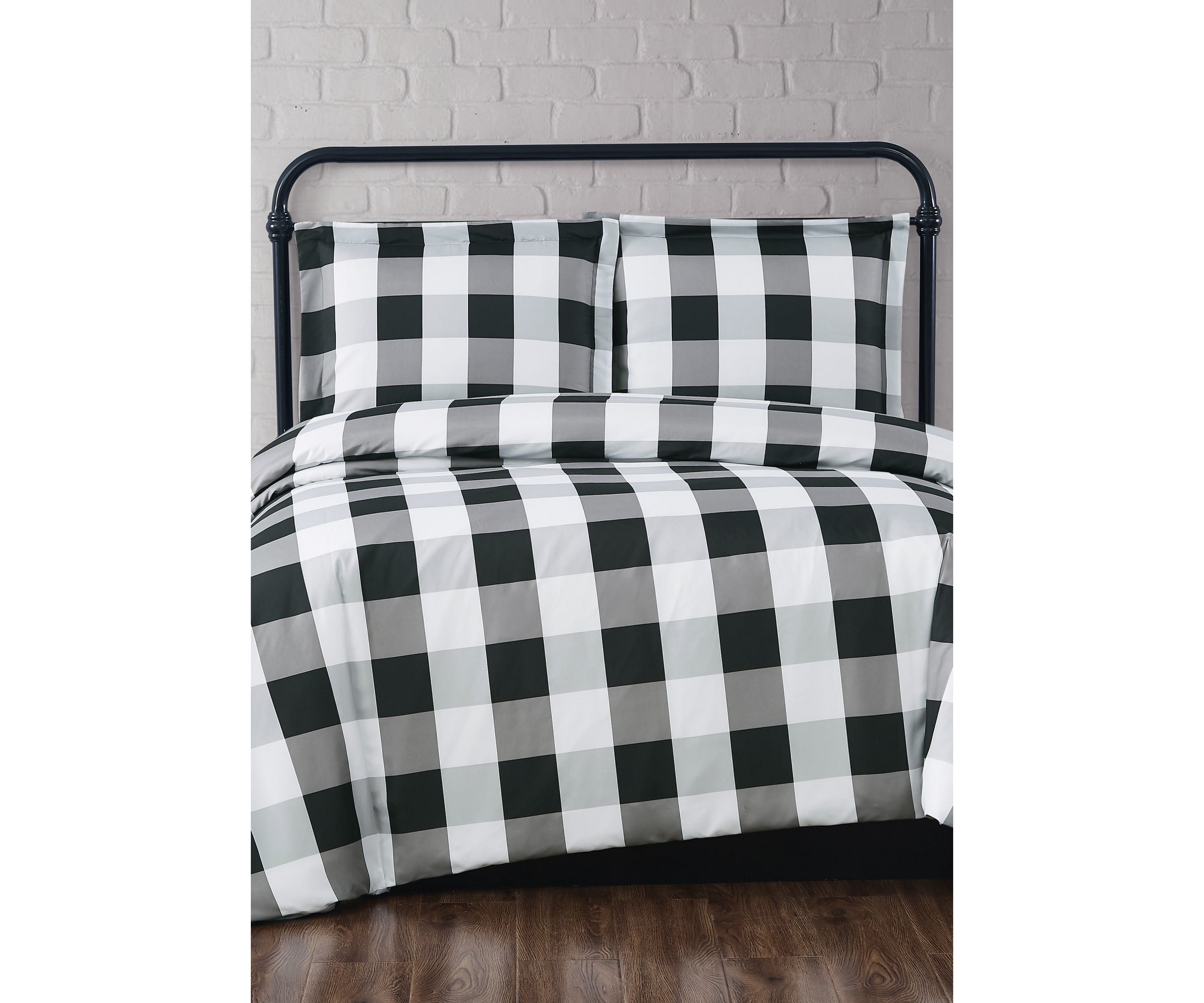 Truly Soft Everyday Buffalo Plaid Black Full/Queen Comforter Set
