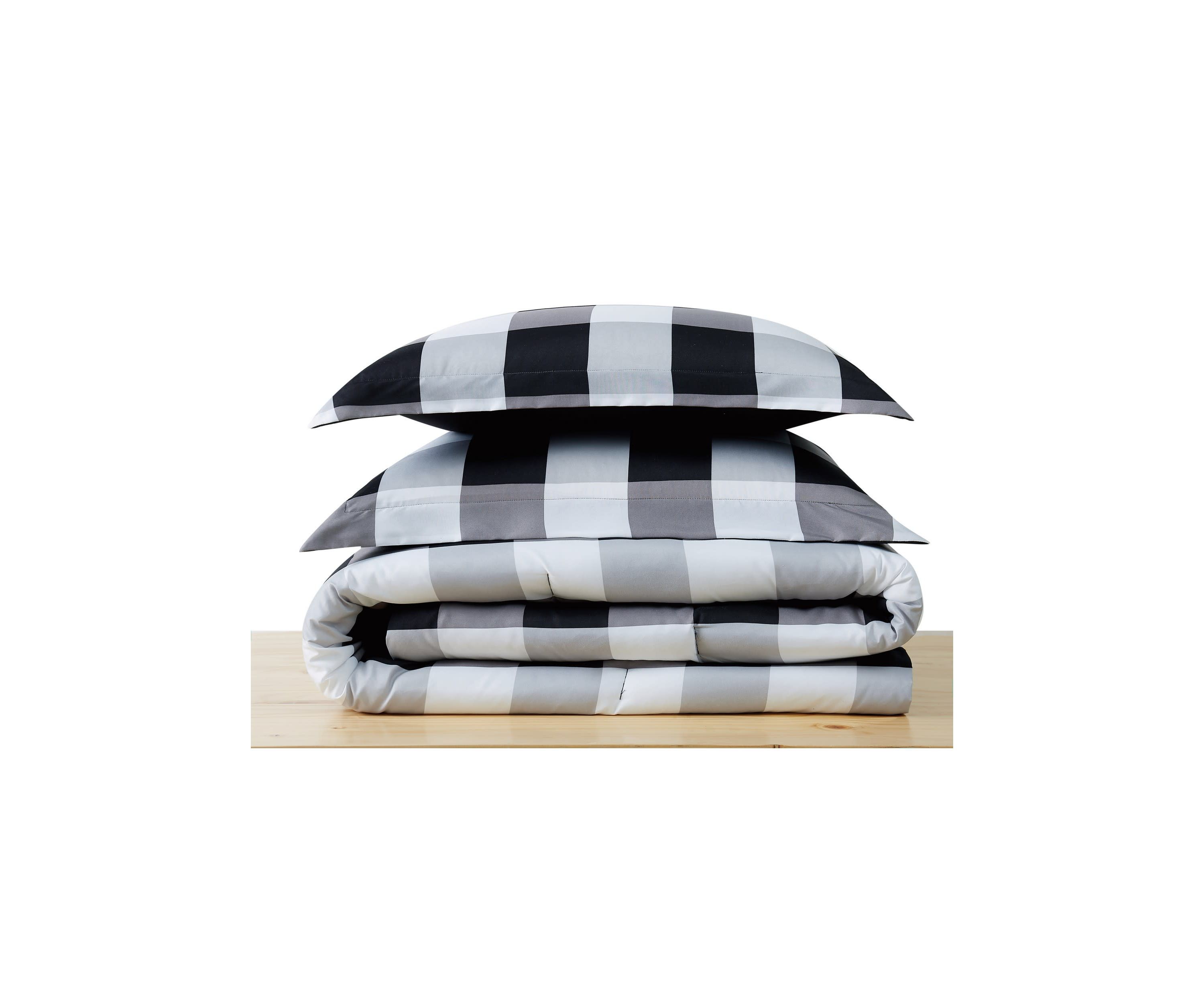 Truly Soft Everyday Buffalo Plaid Black Full/Queen Comforter Set