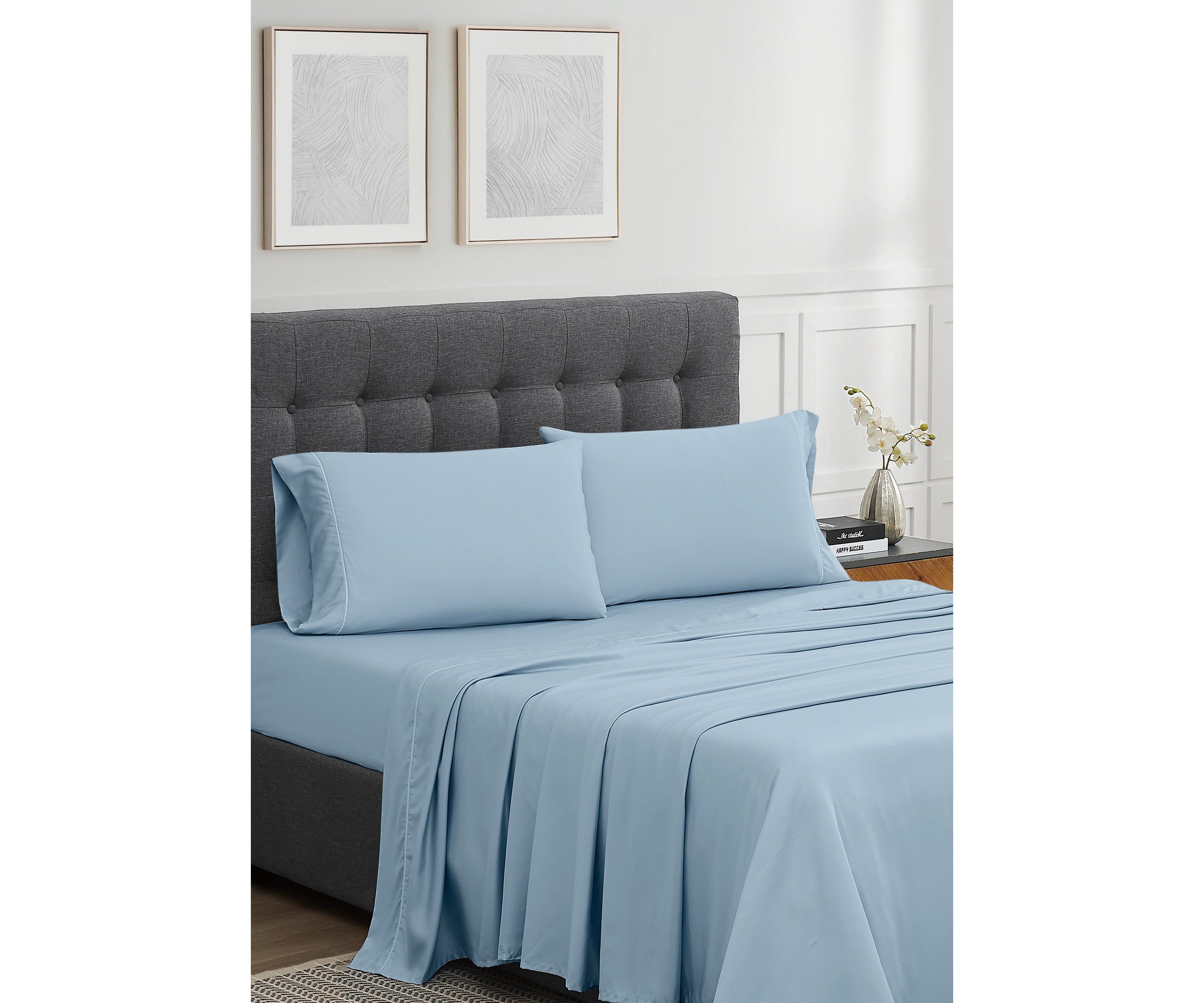 Badgley Mischka 300TC Tencel Greige King Pillowcase Pair