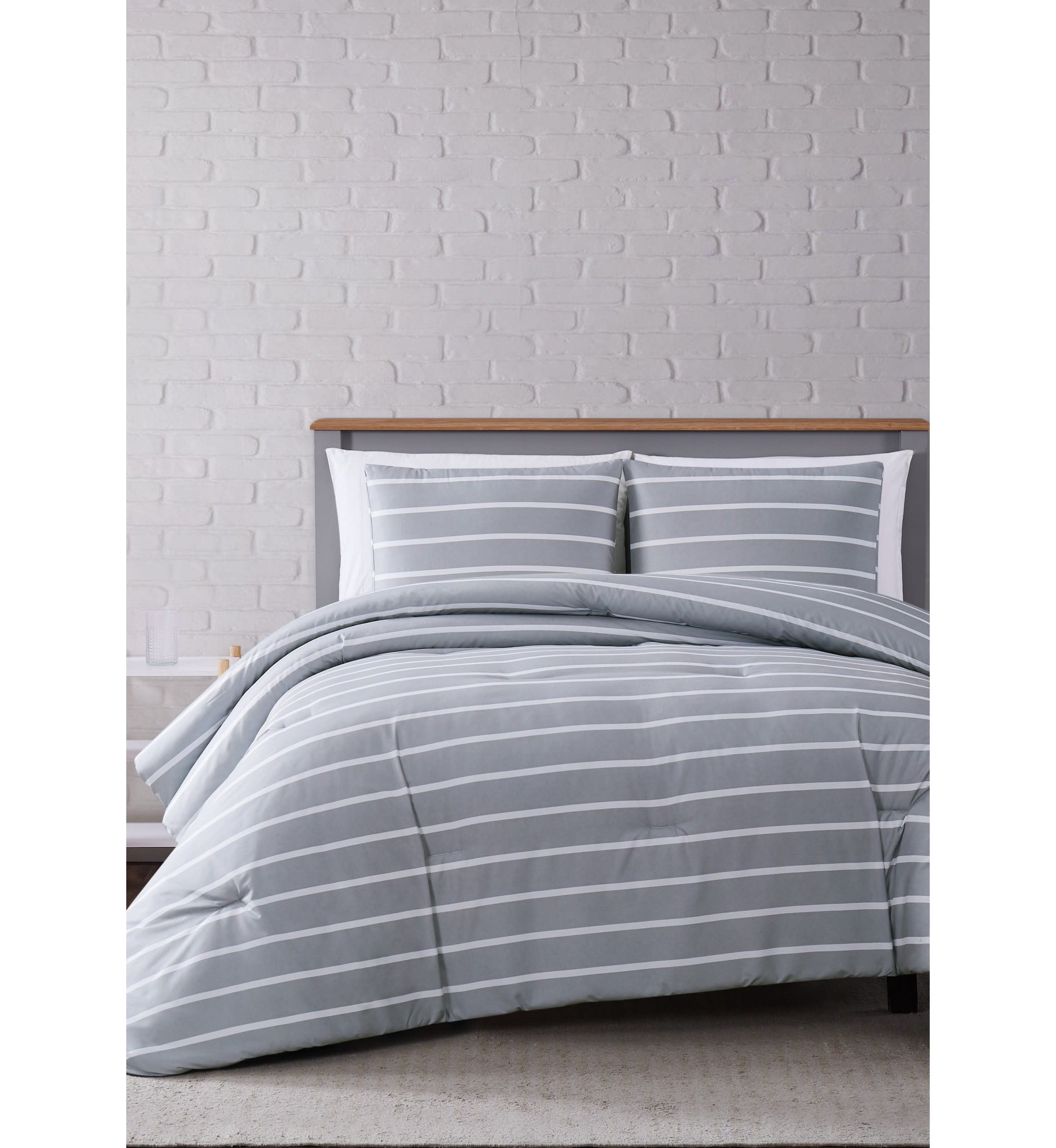 Truly Soft Maddow Stripe Grey King 3-Piece Comforter Set