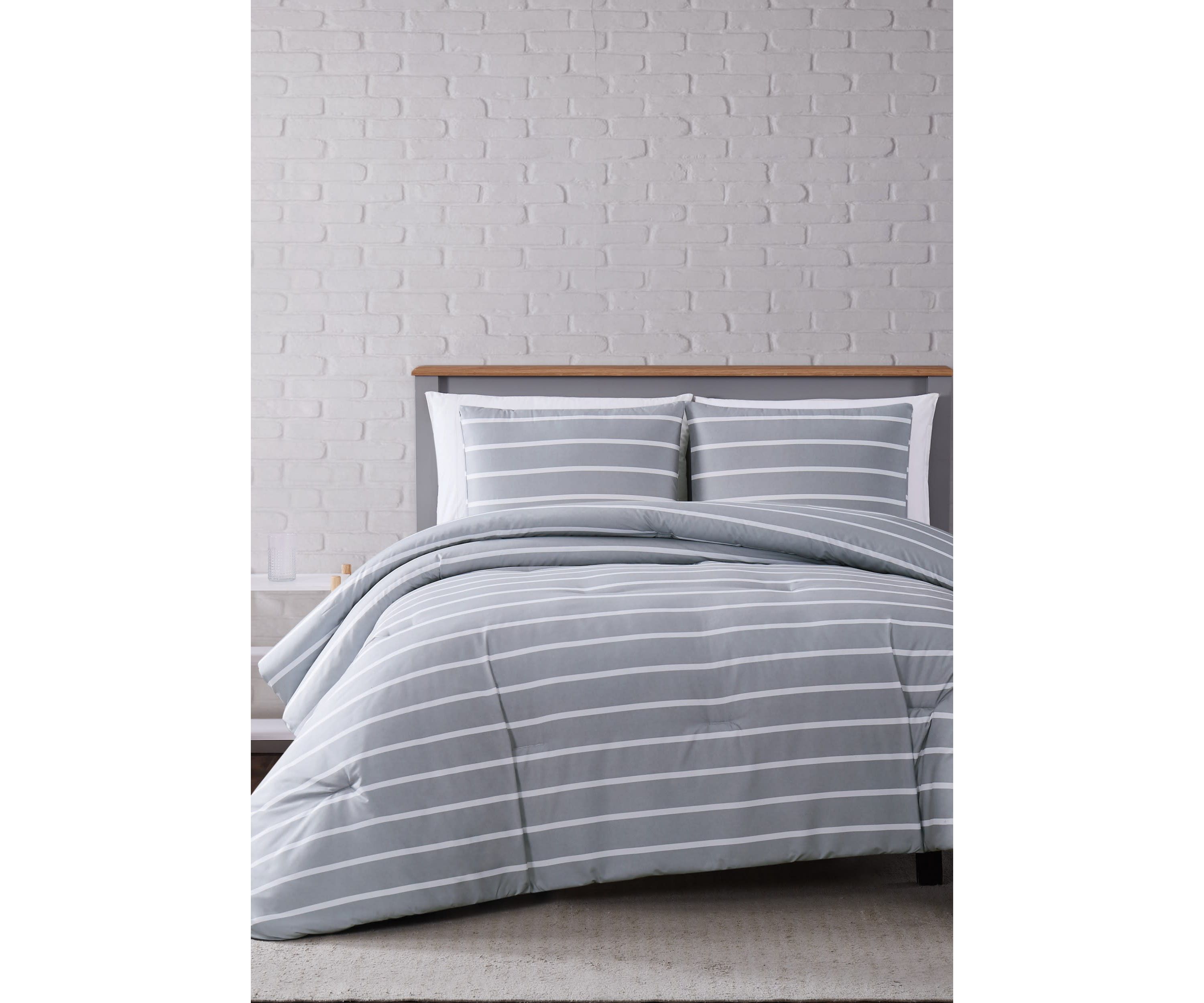 Truly Soft Maddow Stripe Grey King 3-Piece Comforter Set