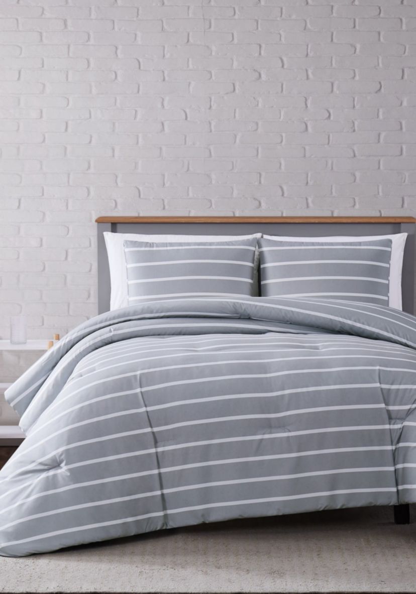 Truly Soft Maddow Stripe Grey King 3-Piece Comforter Set