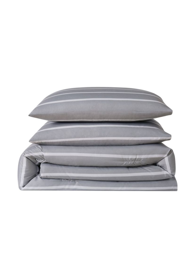 Truly Soft Maddow Stripe Grey King 3-Piece Comforter Set