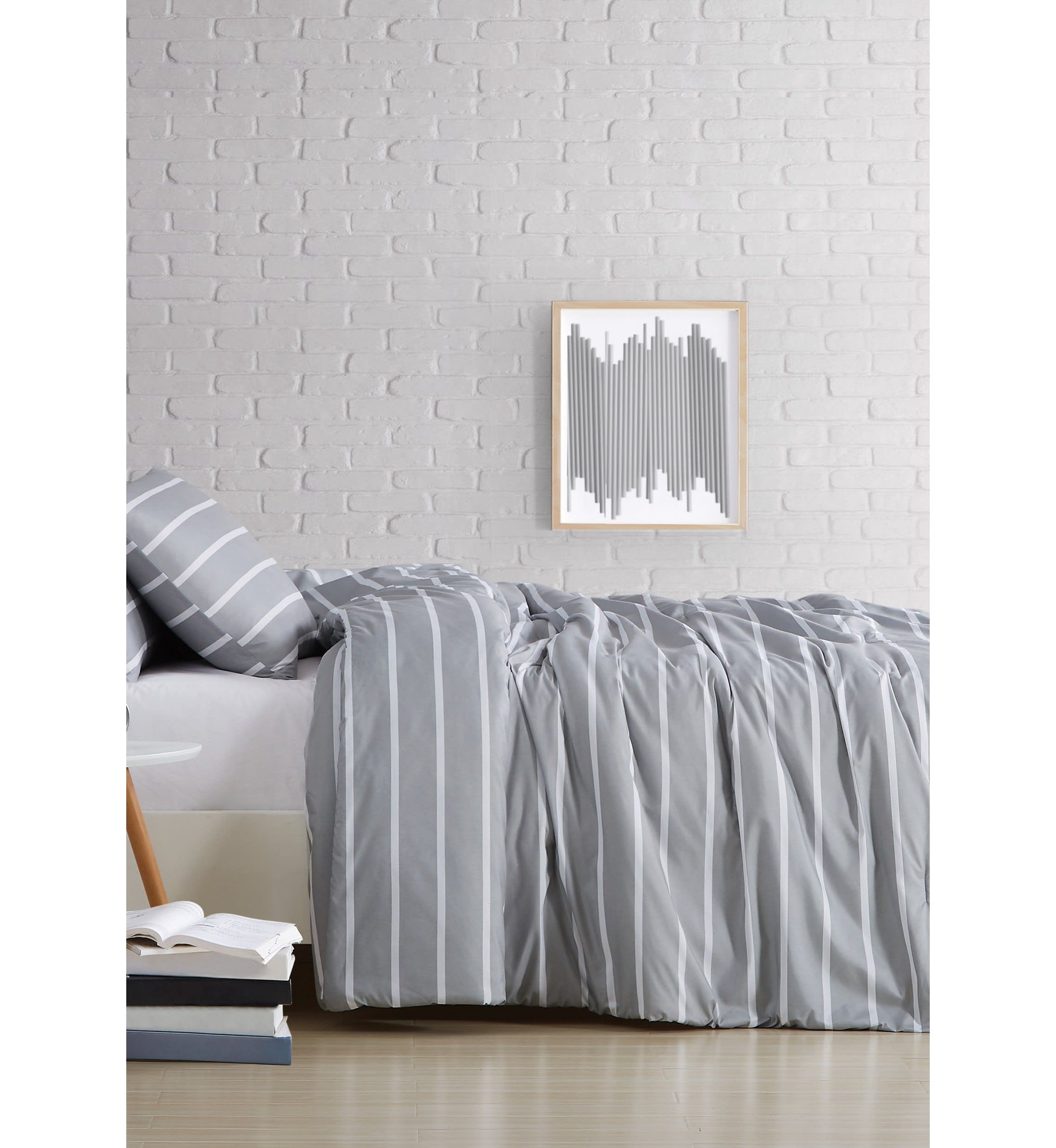 Truly Soft Maddow Stripe Grey King 3-Piece Comforter Set