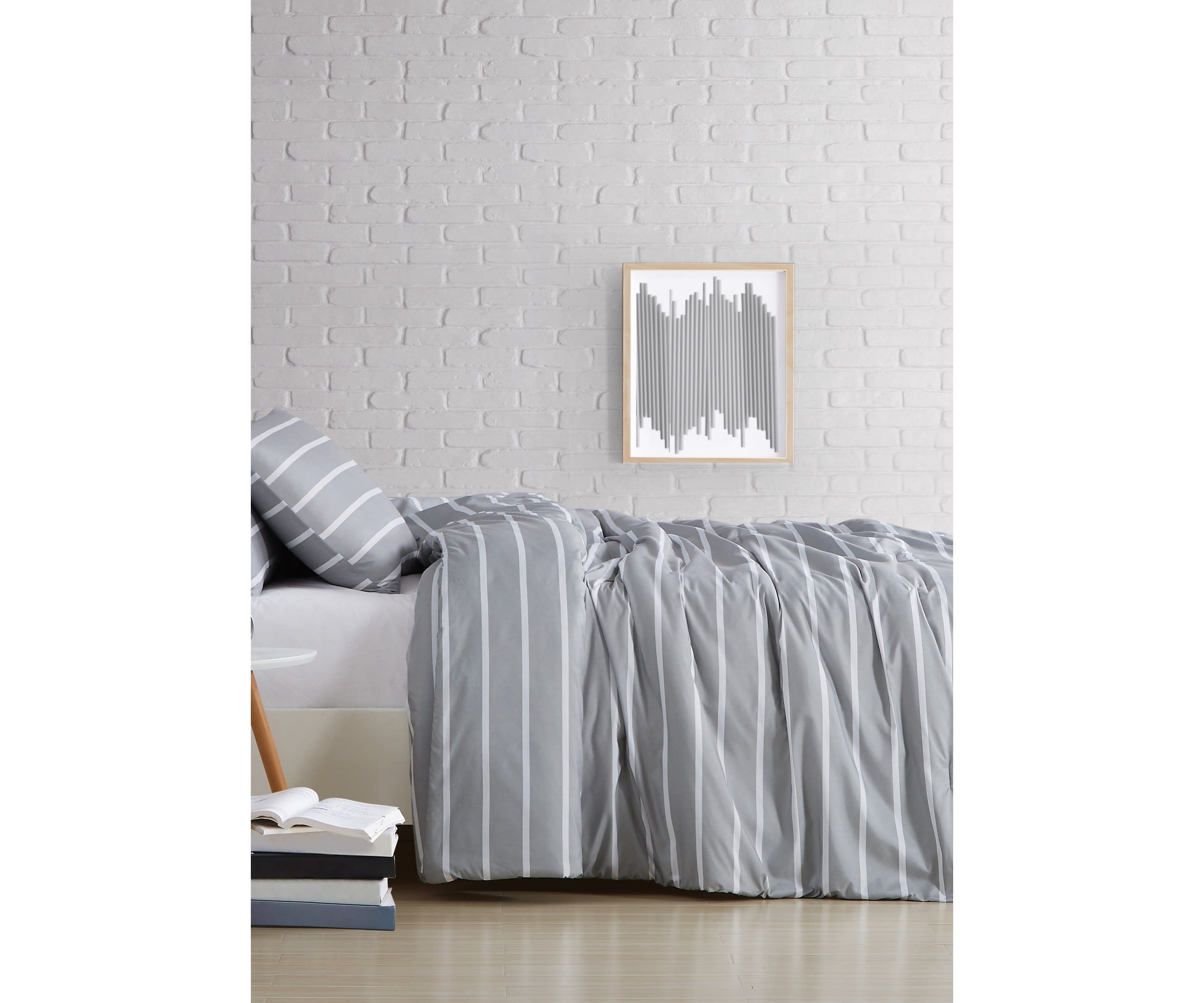 Truly Soft Maddow Stripe Grey King 3-Piece Comforter Set