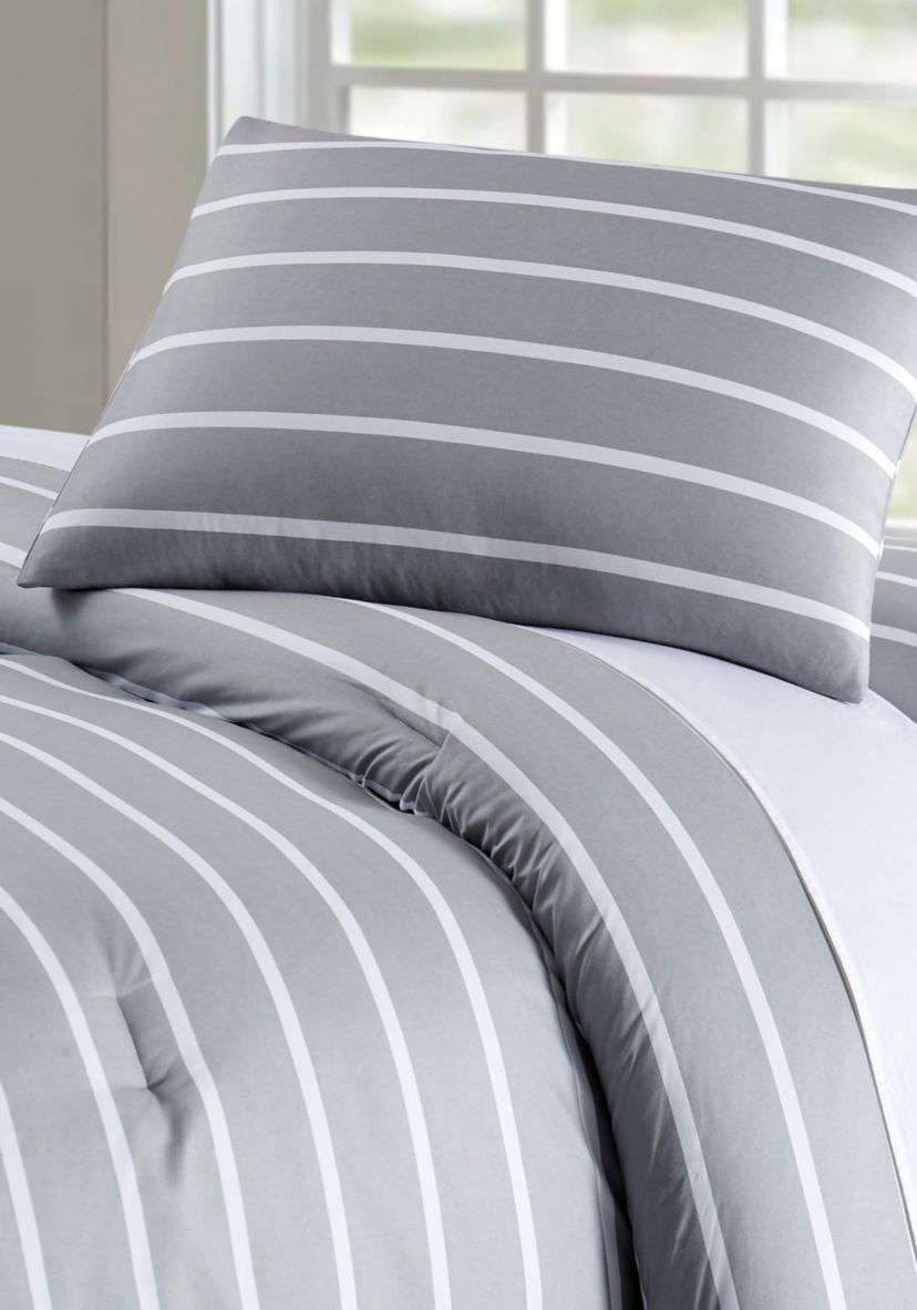 Truly Soft Maddow Stripe Grey King 3-Piece Comforter Set