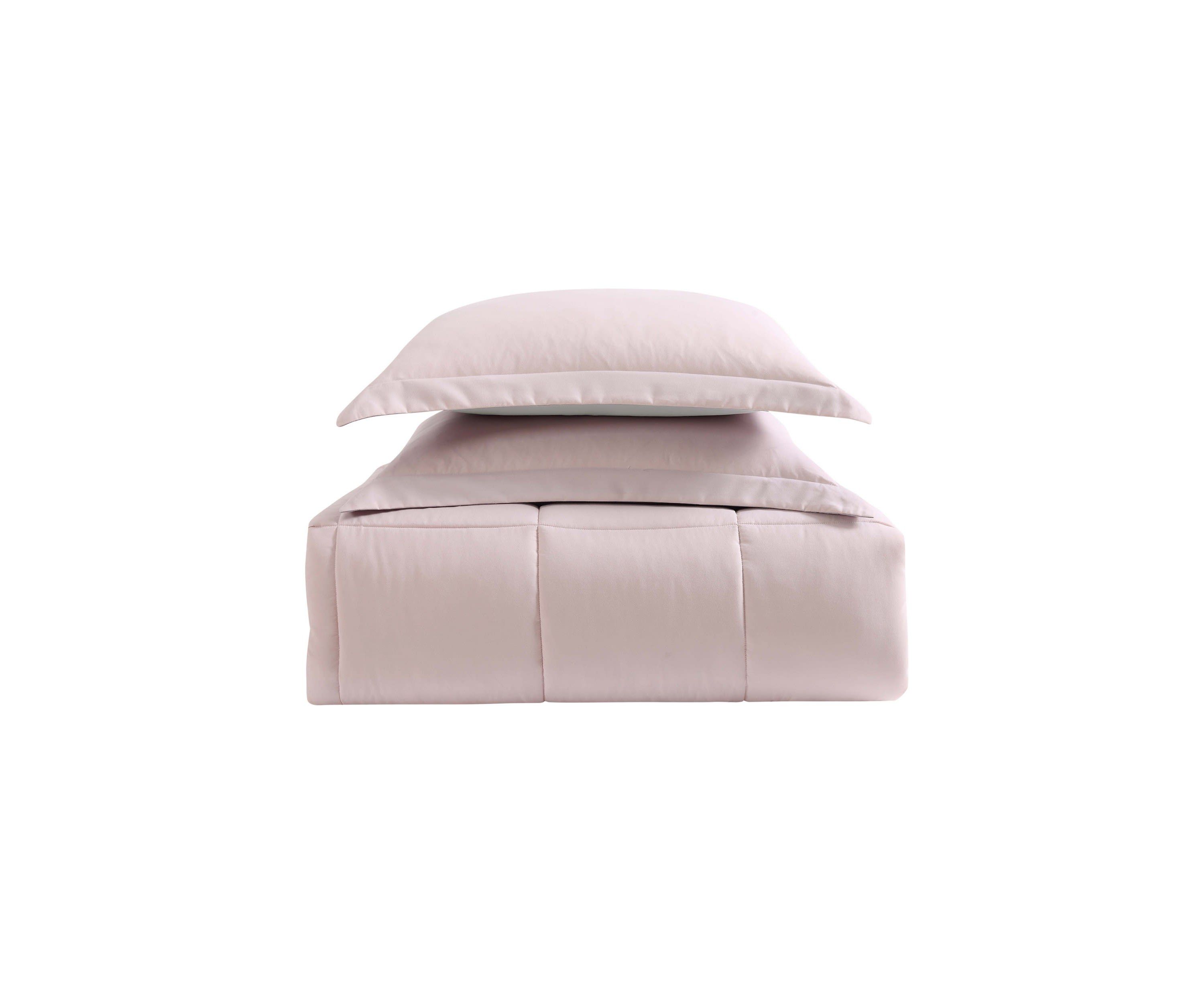 My World Solid Blush and Lavender Reversible 3 Piece Twin XL Comforter Set
