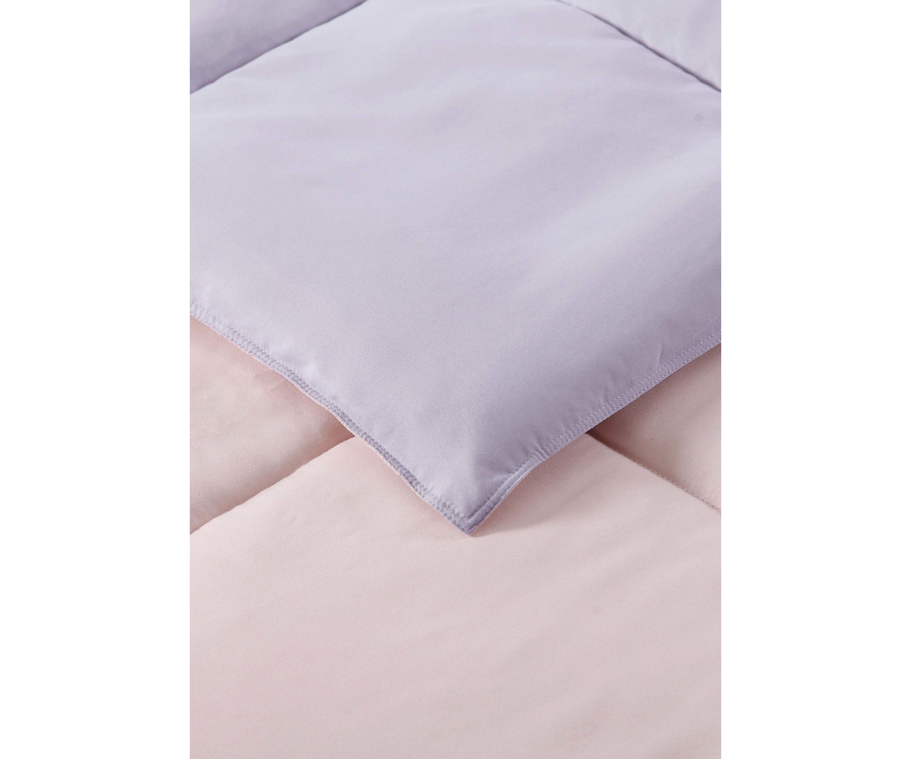 My World Solid Blush and Lavender Reversible 3 Piece Twin XL Comforter Set