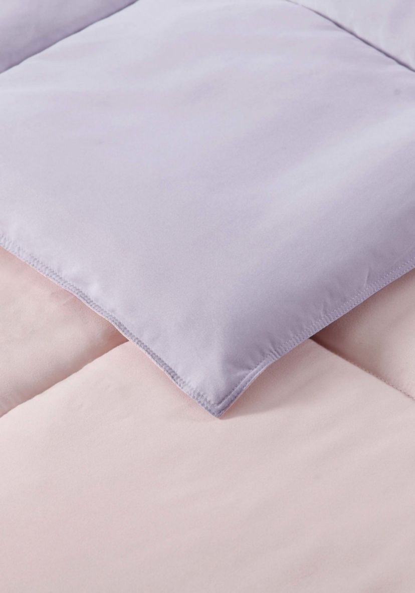 My World Solid Blush and Lavender Reversible 3 Piece Twin XL Comforter Set