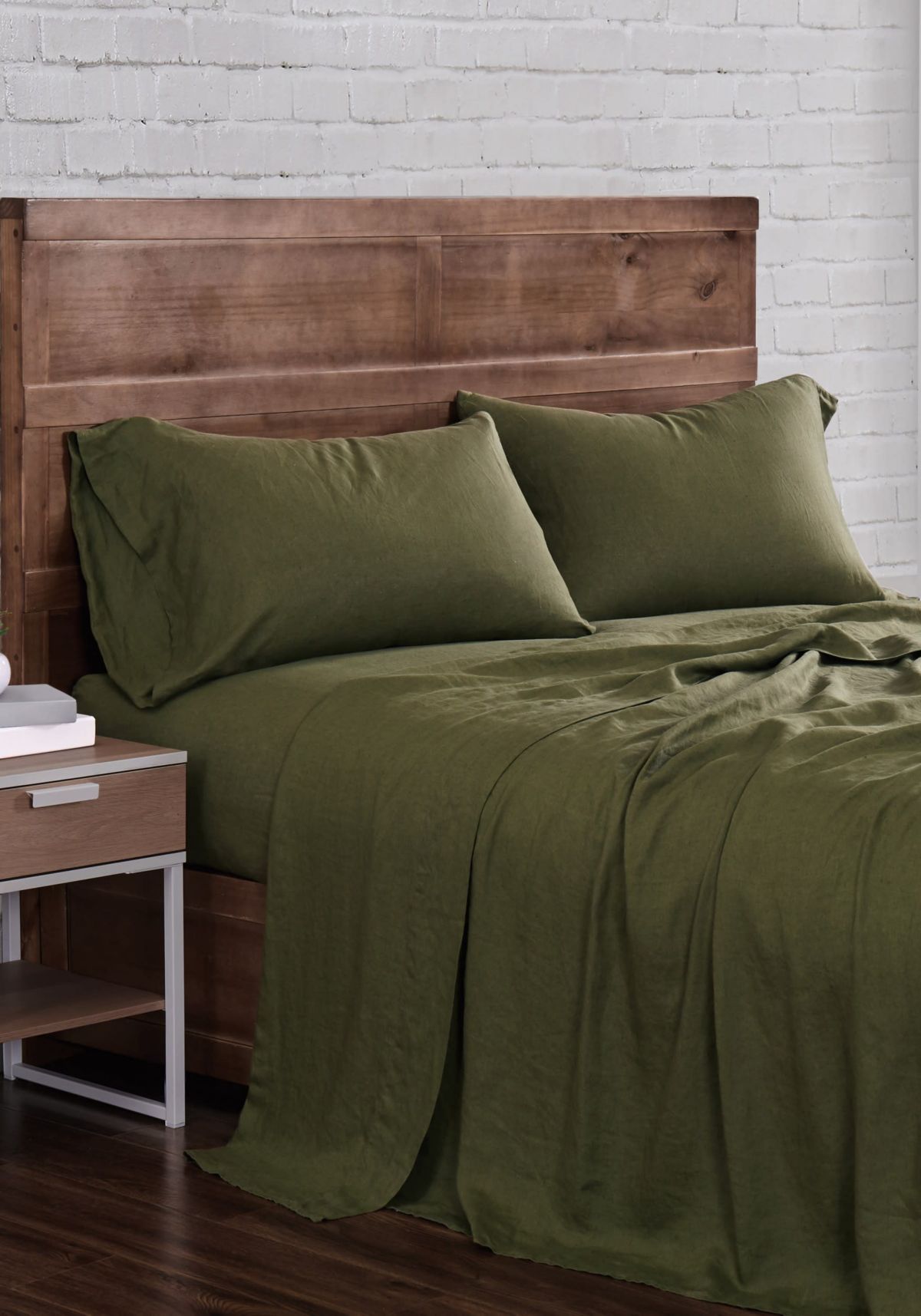Brooklyn Loom Linen Moss Green King Sheet Set Sheet Set