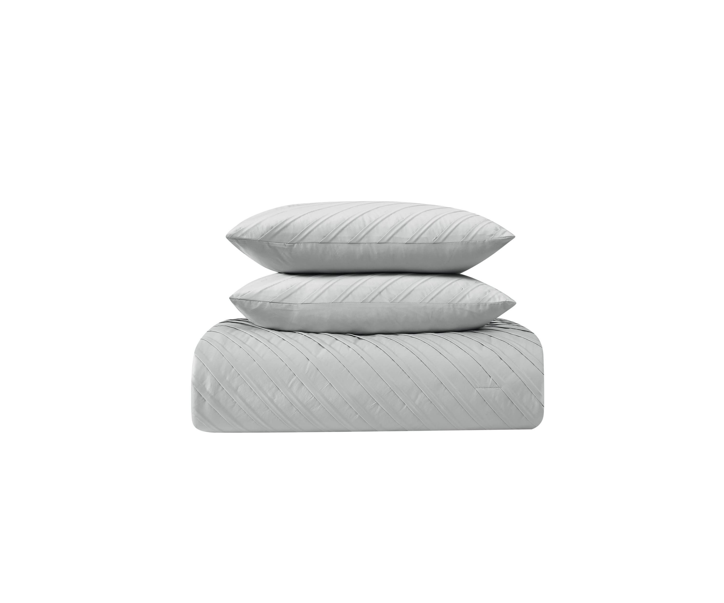 James Pleated Silver 9 Piece Queen Comforter Set
