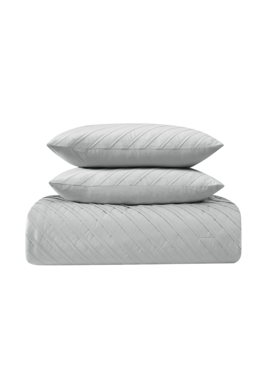 James Pleated Silver 9 Piece Queen Comforter Set