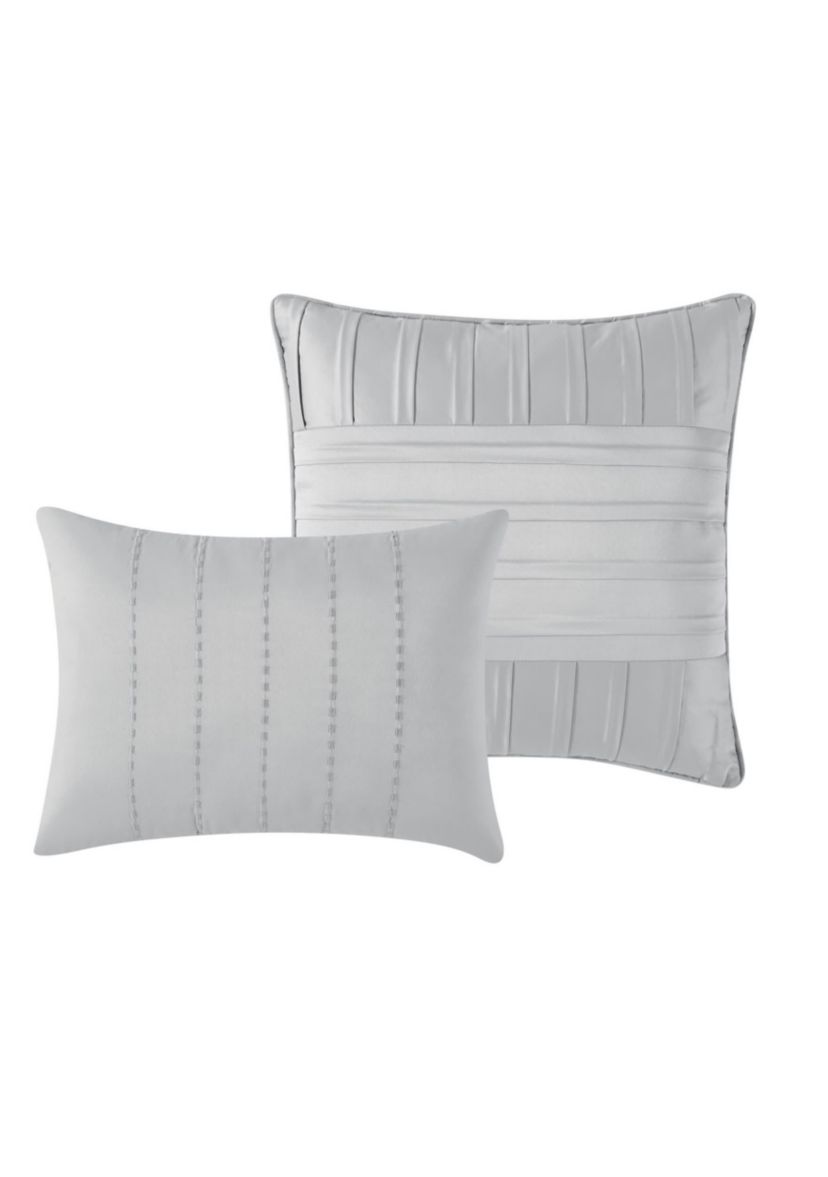 James Pleated Silver 9 Piece Queen Comforter Set