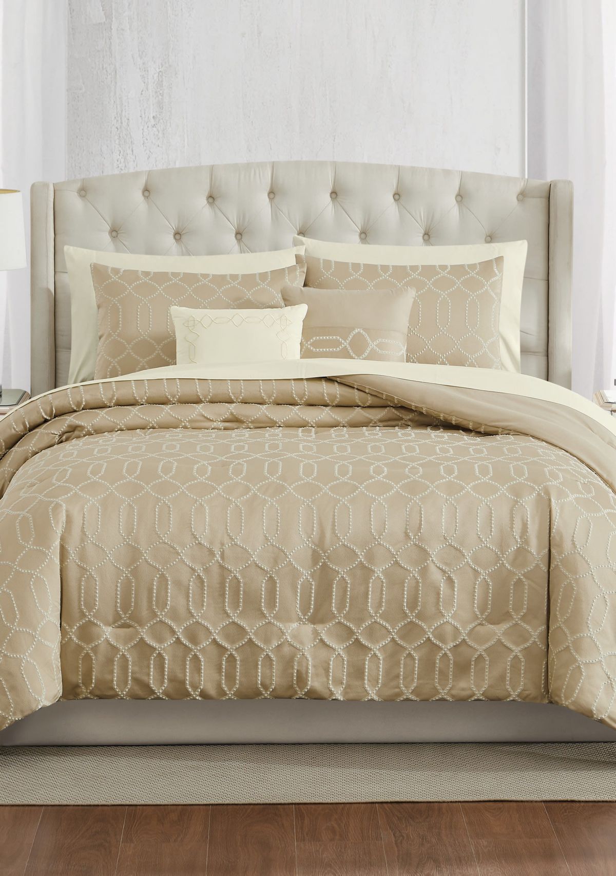 Victoria Geo Gold 9 Piece King Comforter Set