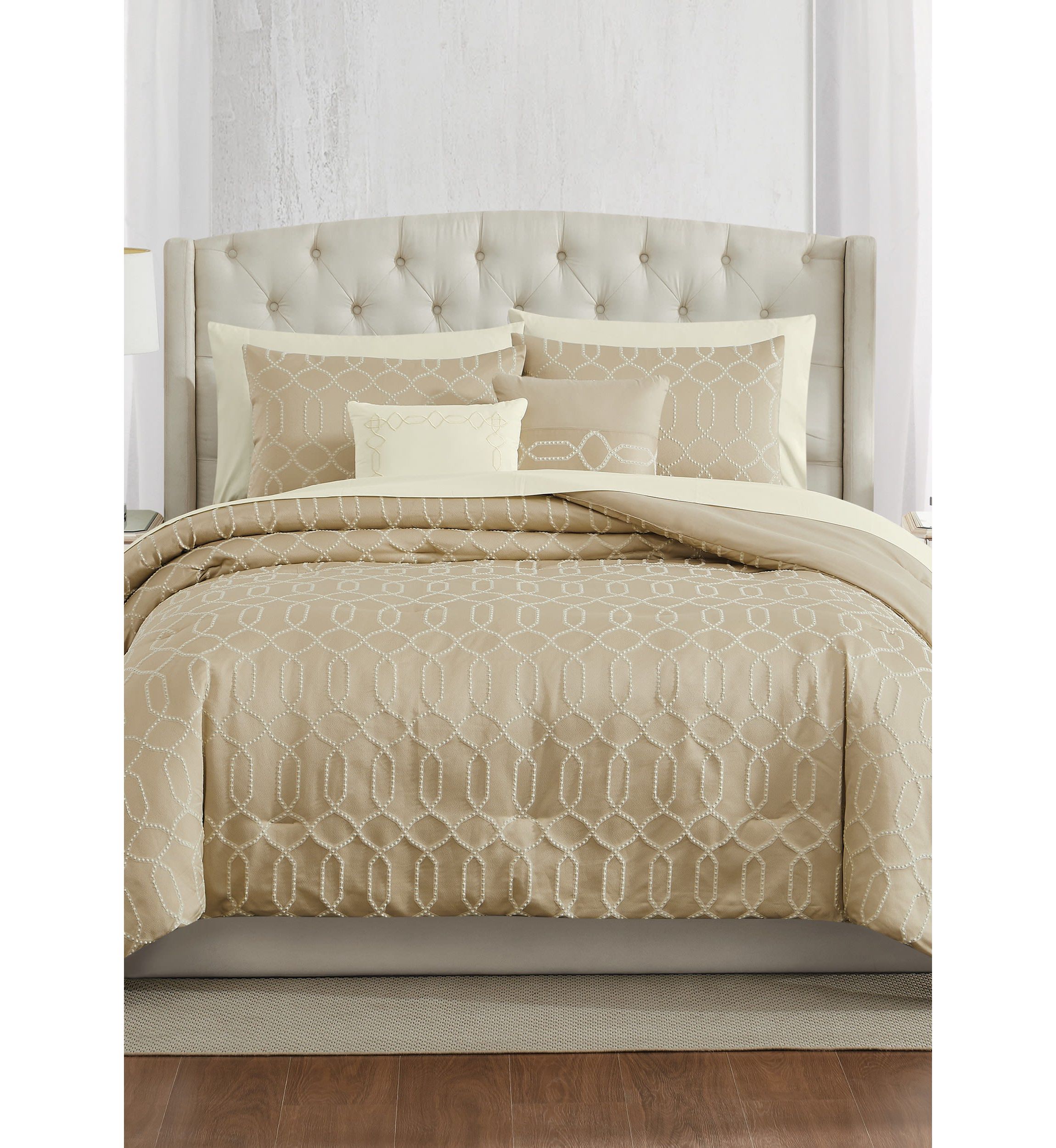 Victoria Geo Gold 9 Piece King Comforter Set