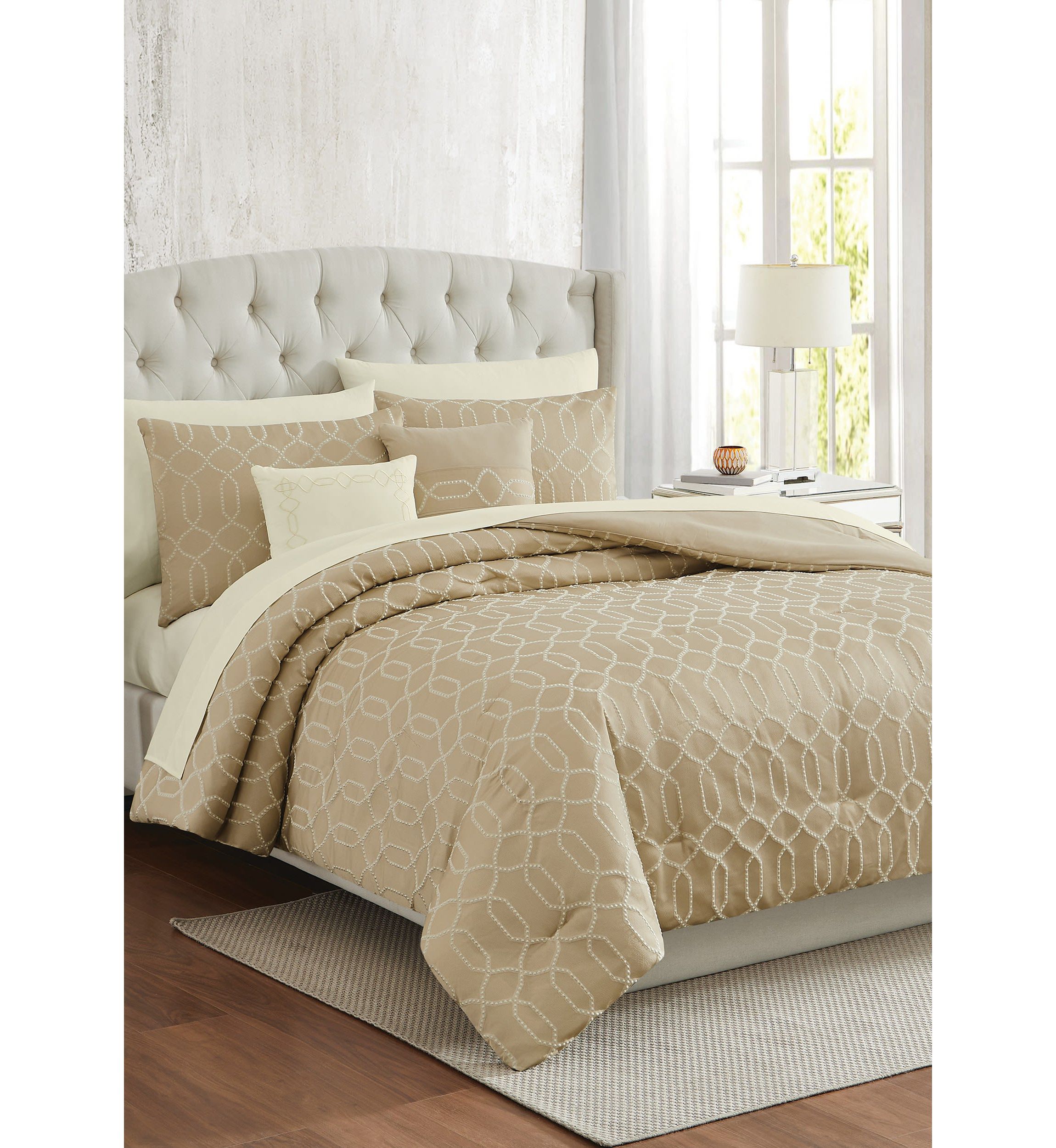 Victoria Geo Gold 9 Piece King Comforter Set