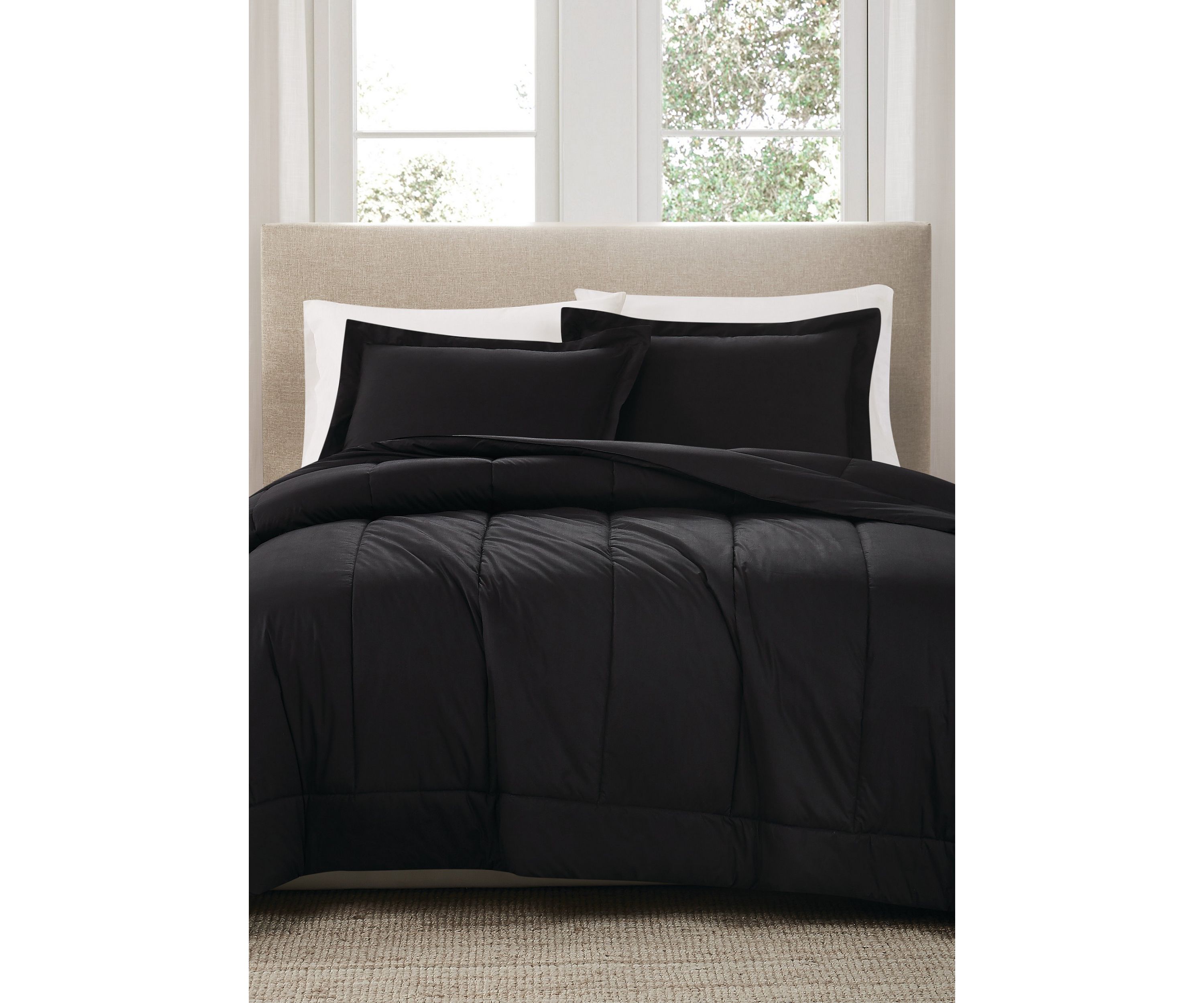 Brooklyn Loom Solid Cotton Percale Olive Green King 3 Piece Comforter Set