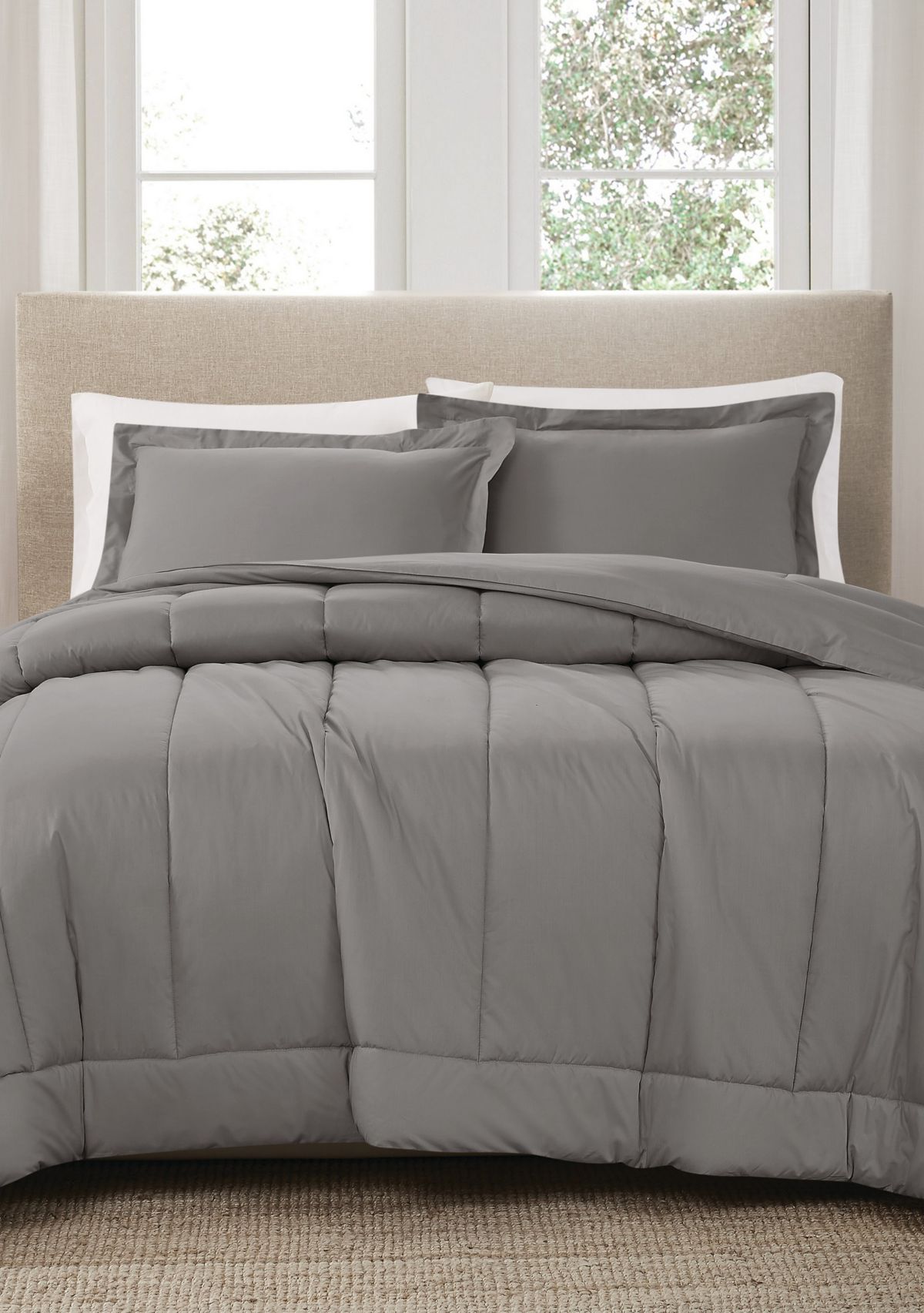 Brooklyn Loom Solid Cotton Percale Navy King 3 Piece Comforter Set