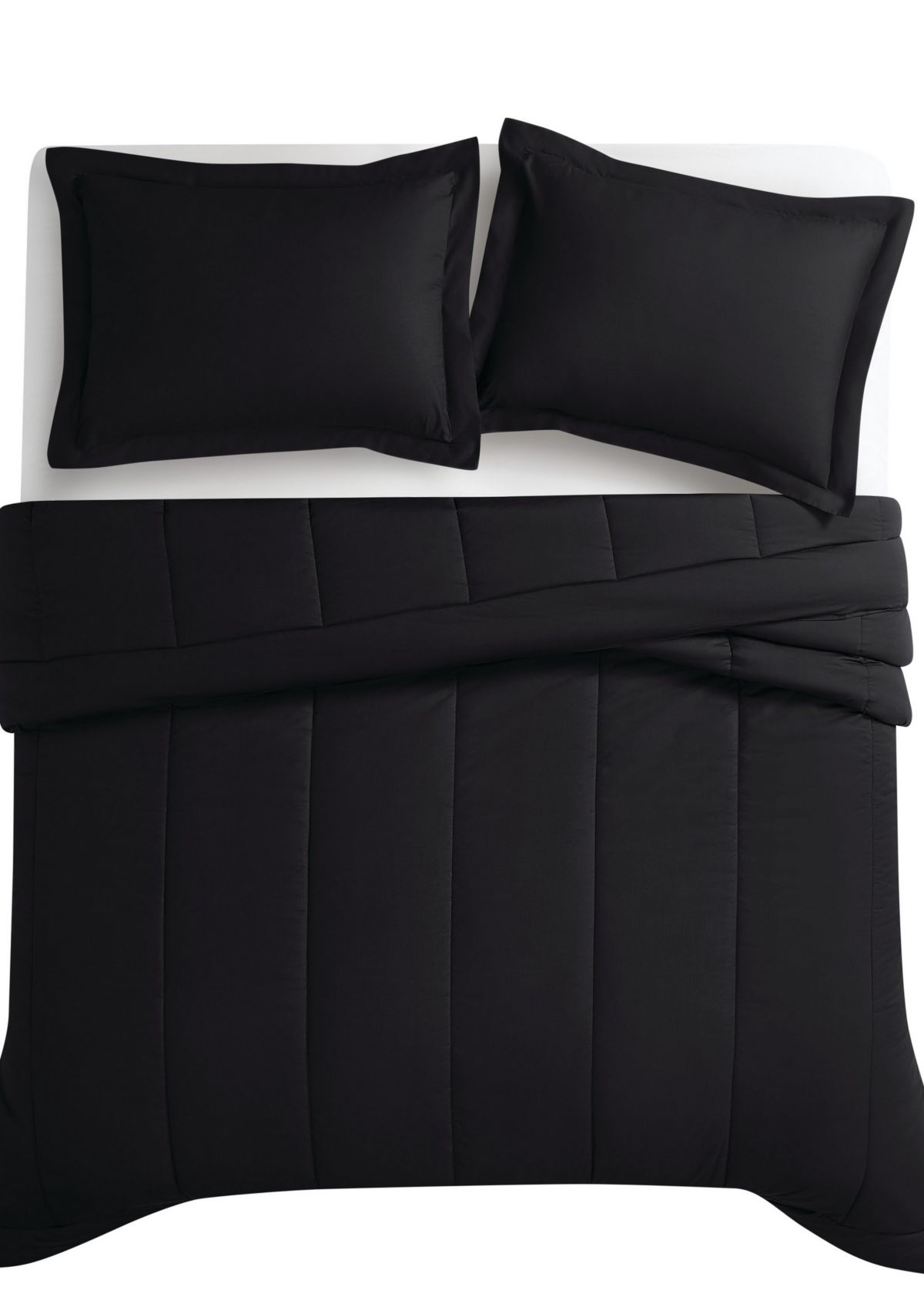 Brooklyn Loom Solid Cotton Percale Navy King 3 Piece Comforter Set