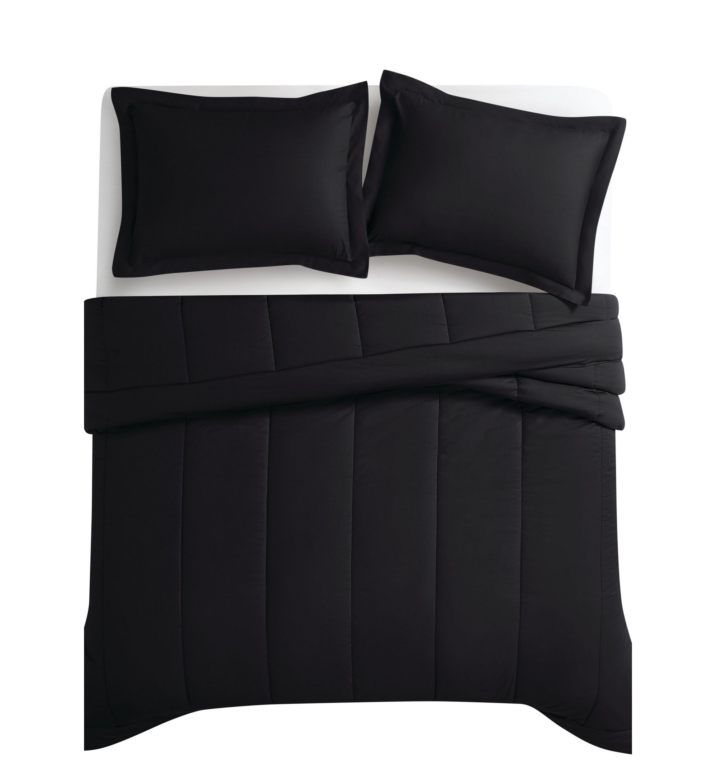 Brooklyn Loom Solid Cotton Percale Navy King 3 Piece Comforter Set