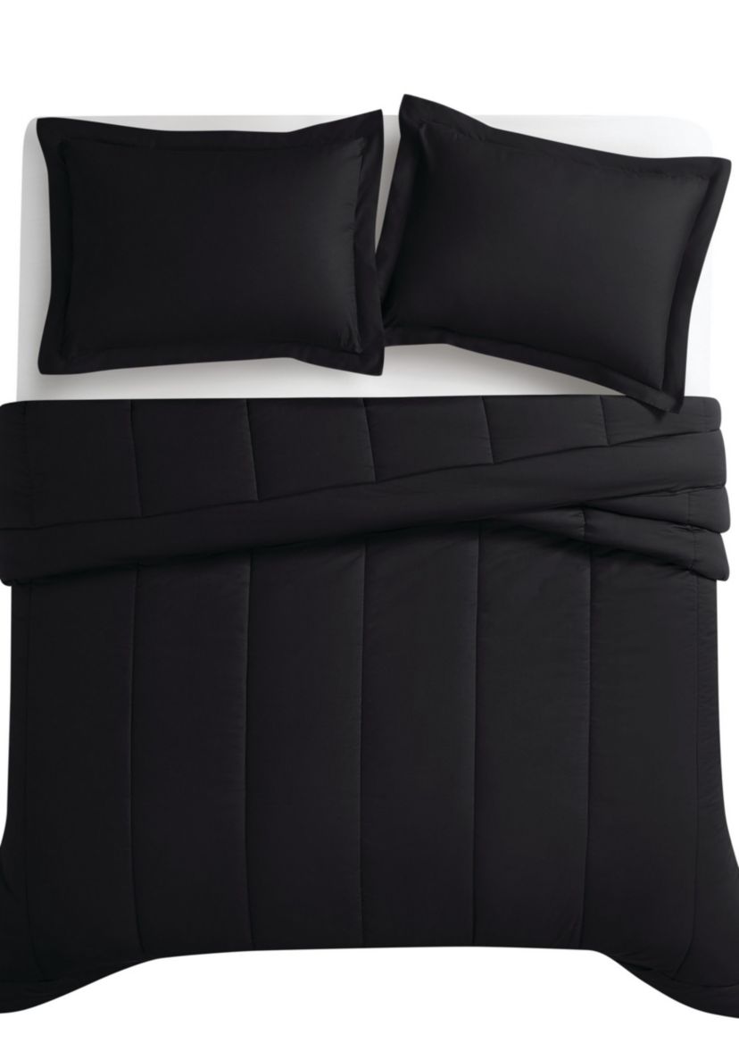 Brooklyn Loom Solid Cotton Percale Olive Green King 3 Piece Comforter Set