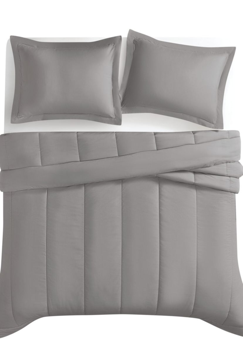 Brooklyn Loom Solid Cotton Percale Navy King 3 Piece Comforter Set