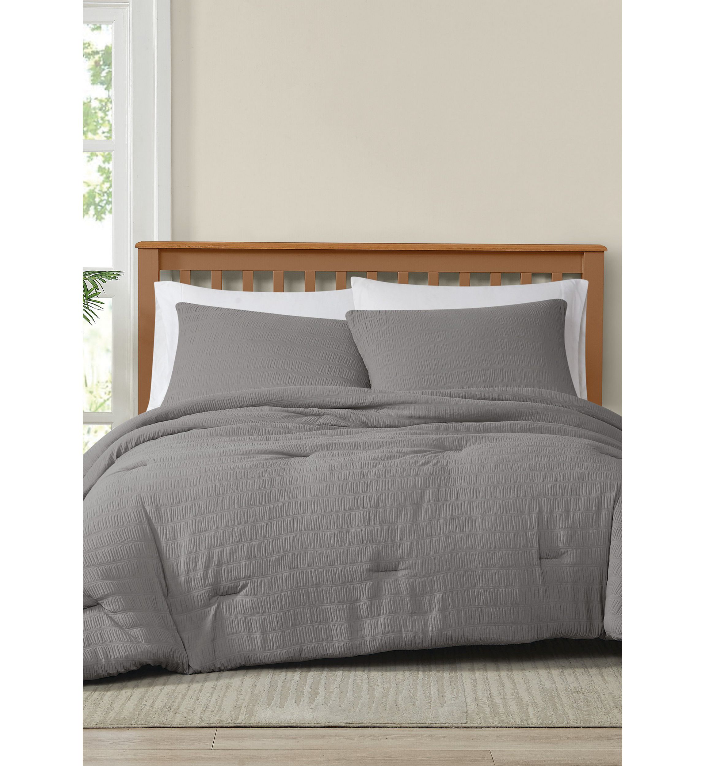 Truly Soft Crinkle Garment Wash White Twin/Twin XL 2 Piece Comforter Set