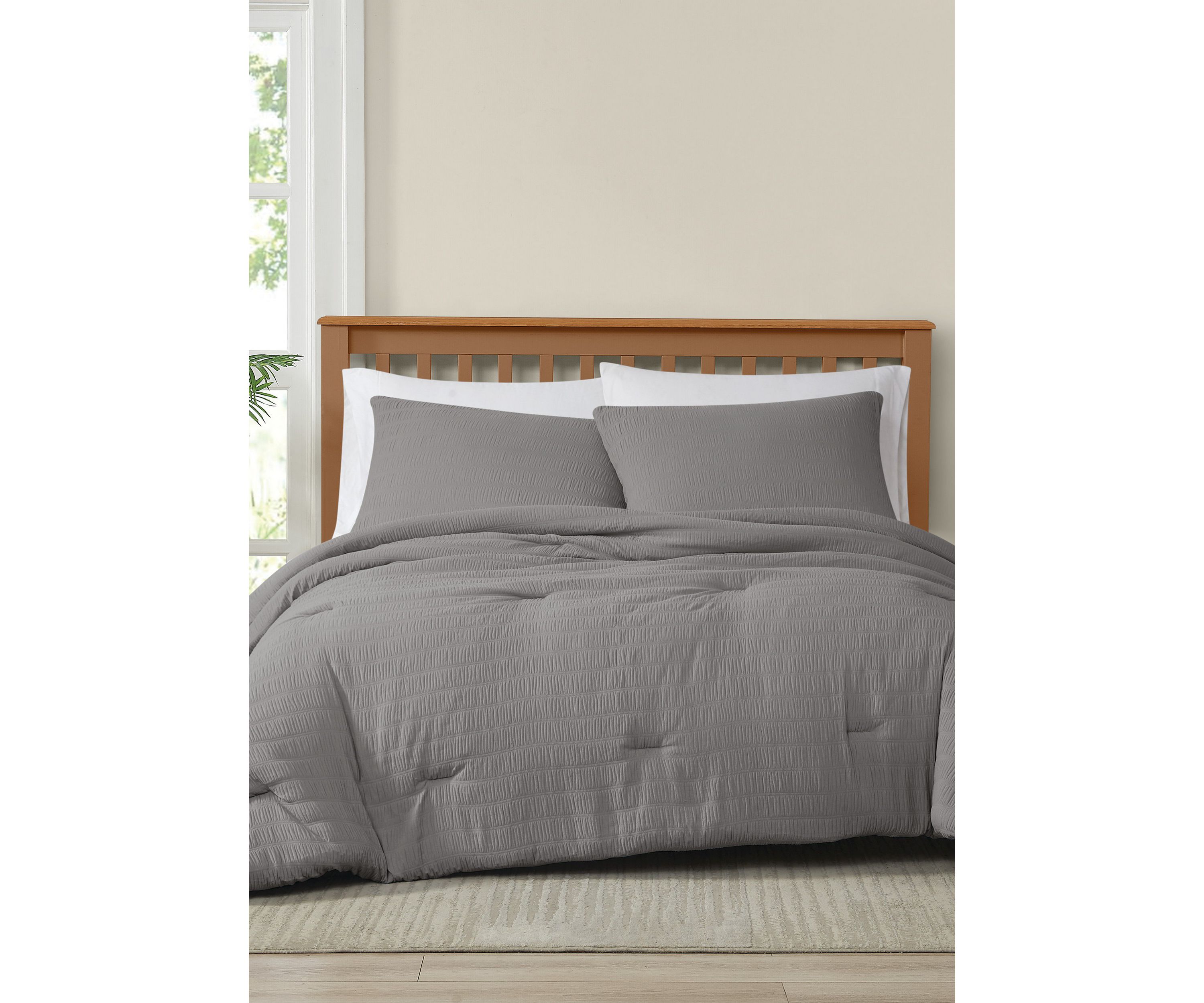 Truly Soft Crinkle Garment Wash White Twin/Twin XL 2 Piece Comforter Set