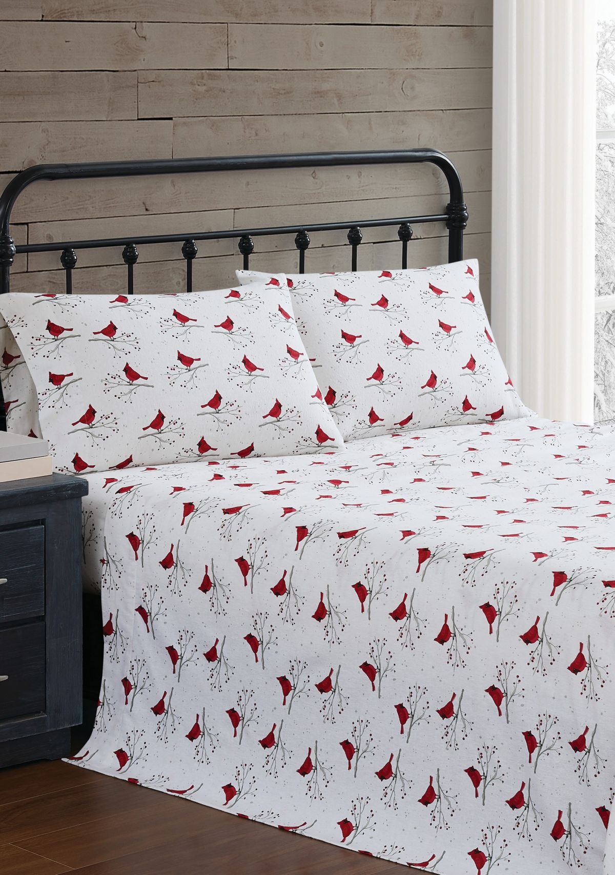 Truly Soft Cardinals King Flannel Sheet Set