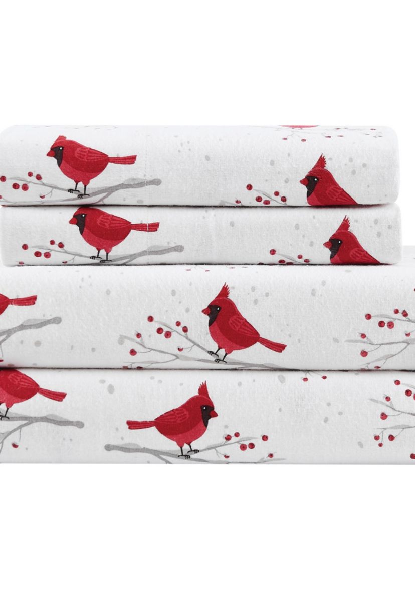 Truly Soft Cardinals King Flannel Sheet Set