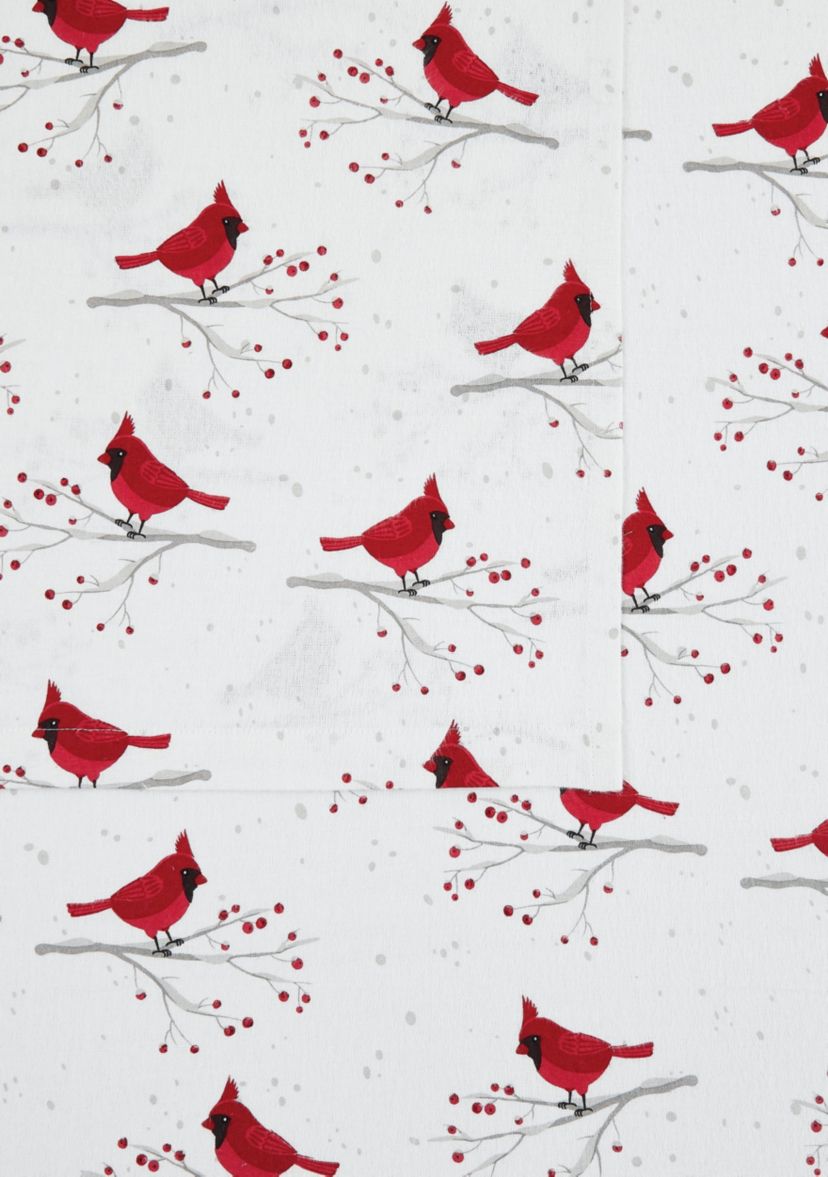 Truly Soft Cardinals King Flannel Sheet Set